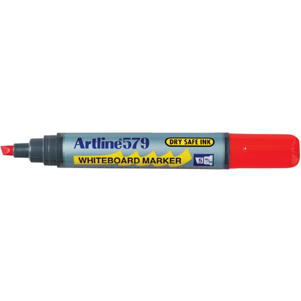 Artline 579 Whiteboard Marker Set - 12 Pack with 5mm Chisel Tip, Vibrant Red Ink - Perfect for Office Meetings, Classroom Teaching & Home Organization