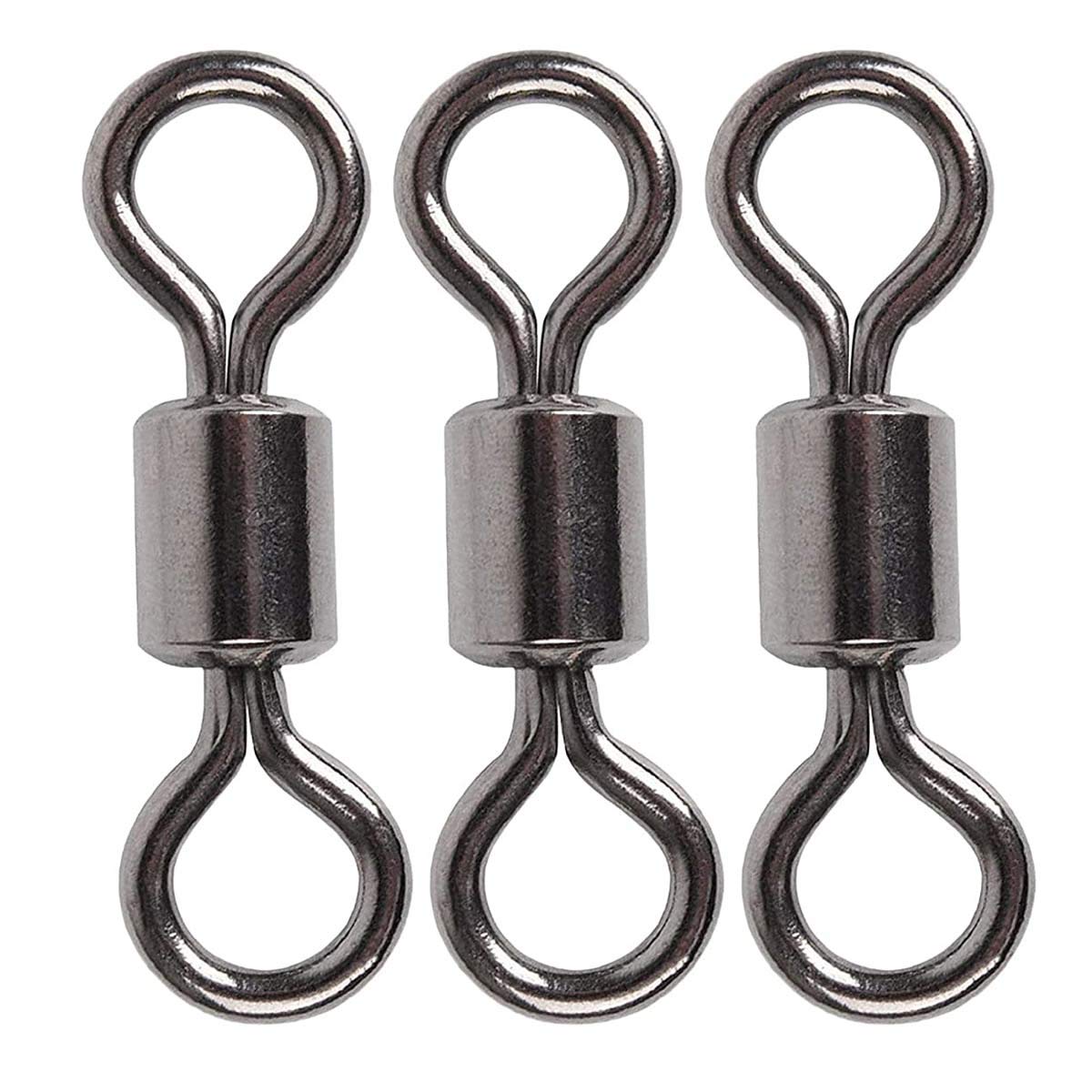 50/300pcs Stainless Steel Rolling Barrel Fishing Swivels - High Strength Black Nickel Fishing Tackle for Freshwater & Saltwater - Perfect for Hook Line Connector & Bait Rigging