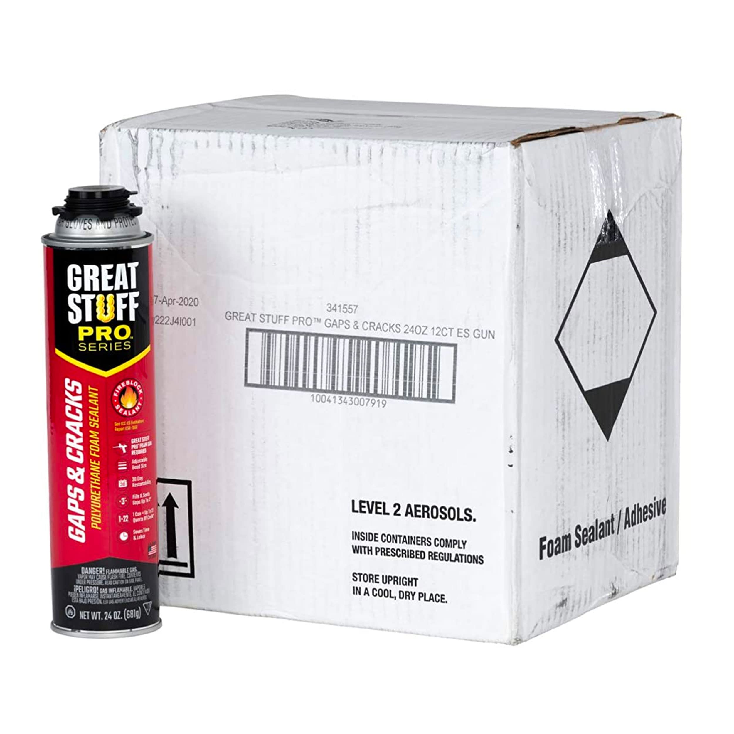 Great Stuff PRO Gaps & Cracks 24 oz Gun-Applied Insulating Foam Sealant (12 Pack) - Cream | High-Performance Air & Moisture Barrier for Home & Commercial Use | Ideal for Sealing Gaps Around Windows, Doors, Pipes & Electrical Outlets