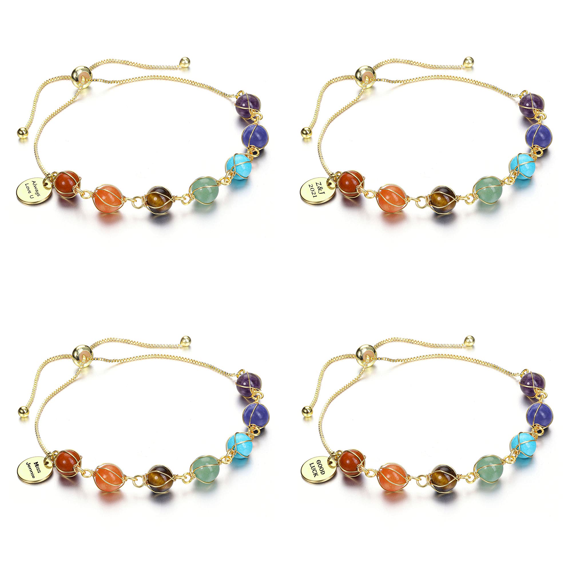 7 Chakra Healing Crystal Bracelet for Women - Adjustable 14K Gold Plated Ankle Bracelet with Stone Beads - Spiritual Balance & Positive Energy - Perfect Birthday Gift for Mom, Wife, Sister | Yoga, Meditation, Daily Wear