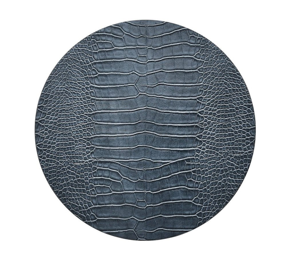 Premium Dark Brown Crocodile Embossed Placemats Set of 4 - Waterproof & Heat-Resistant Table Mats for Dining Room, Kitchen, and Outdoor Entertaining