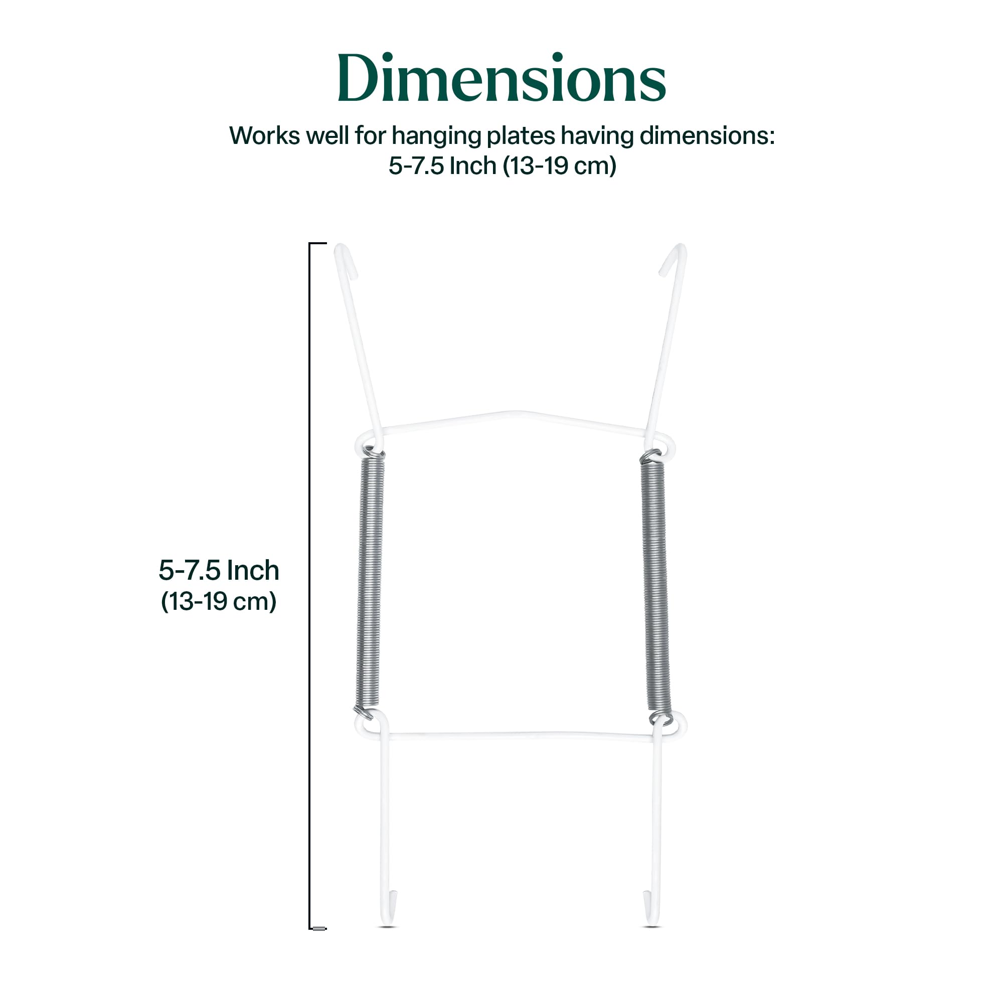 Invisible Plate Hangers for Wall - Decorative Dish Display Holders with Spring Hook | White Plate Hanger (5x7.5 Inch, 13x19cm) | Perfect for Hanging Plates, Platters & Decorative Dishes on Walls in Kitchens, Dining Rooms & Living Spaces