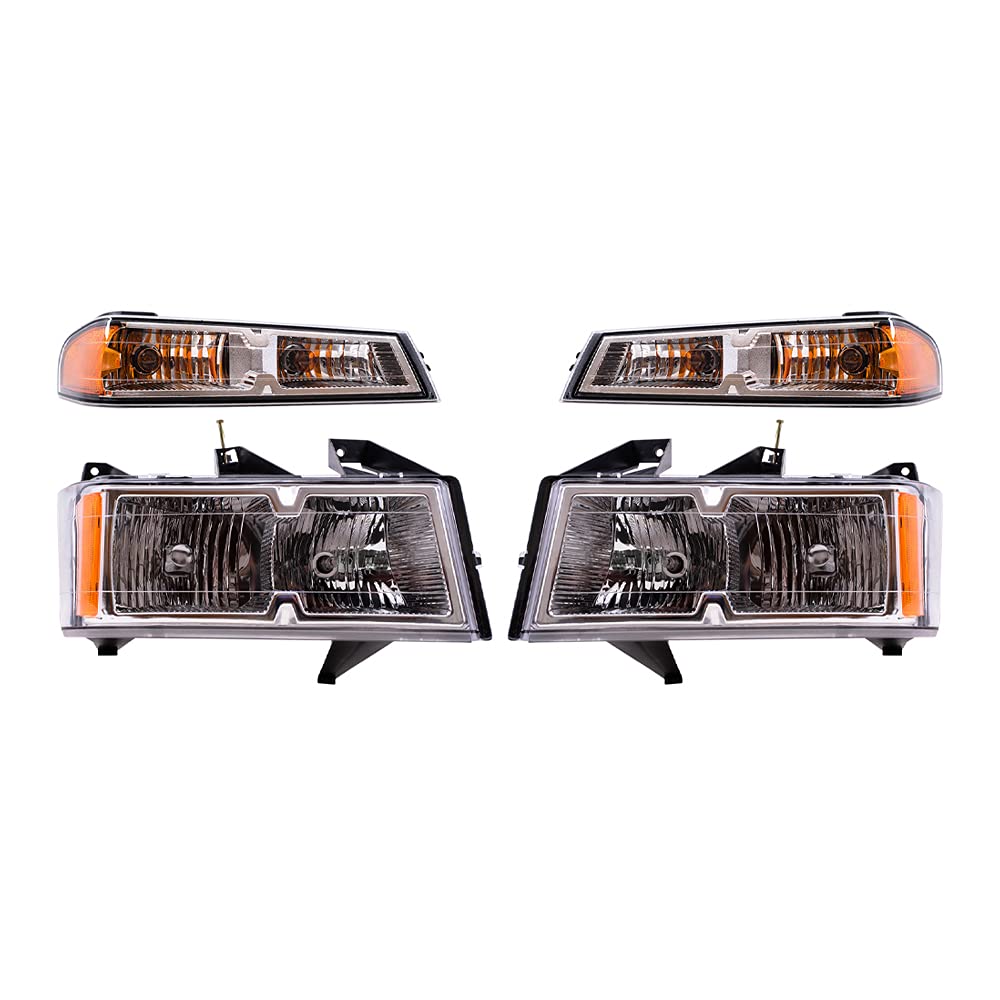2005-2008 Chevy Colorado Xtreme Package Replacement Headlights - Driver & Passenger Side LED Headlamps + Parking Signal Lights 4-Piece Set | Improved Night Visibility & Style Upgrade for Off-Road Driving