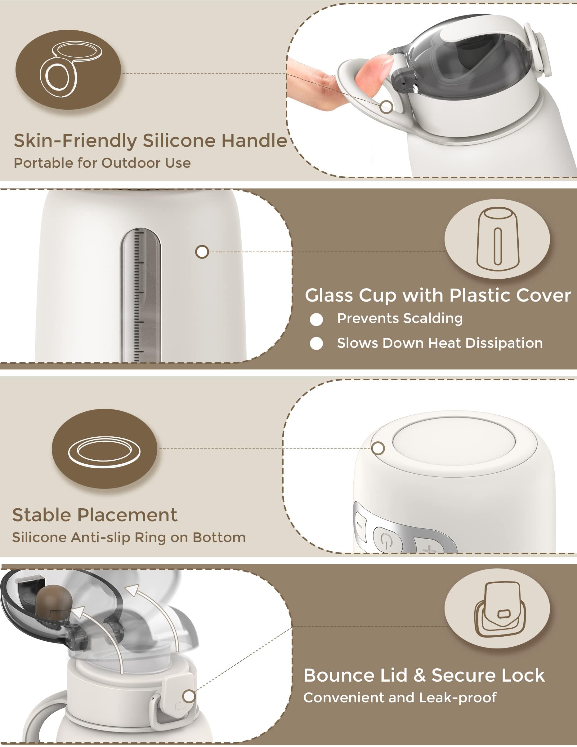 Portable Baby Bottle Warmer with 13500mAh Battery - Travel Essential for Breastmilk & Formula - Perfect for Flying, Road Trips & On-the-Go Parents - Must Have Baby Gear 2024