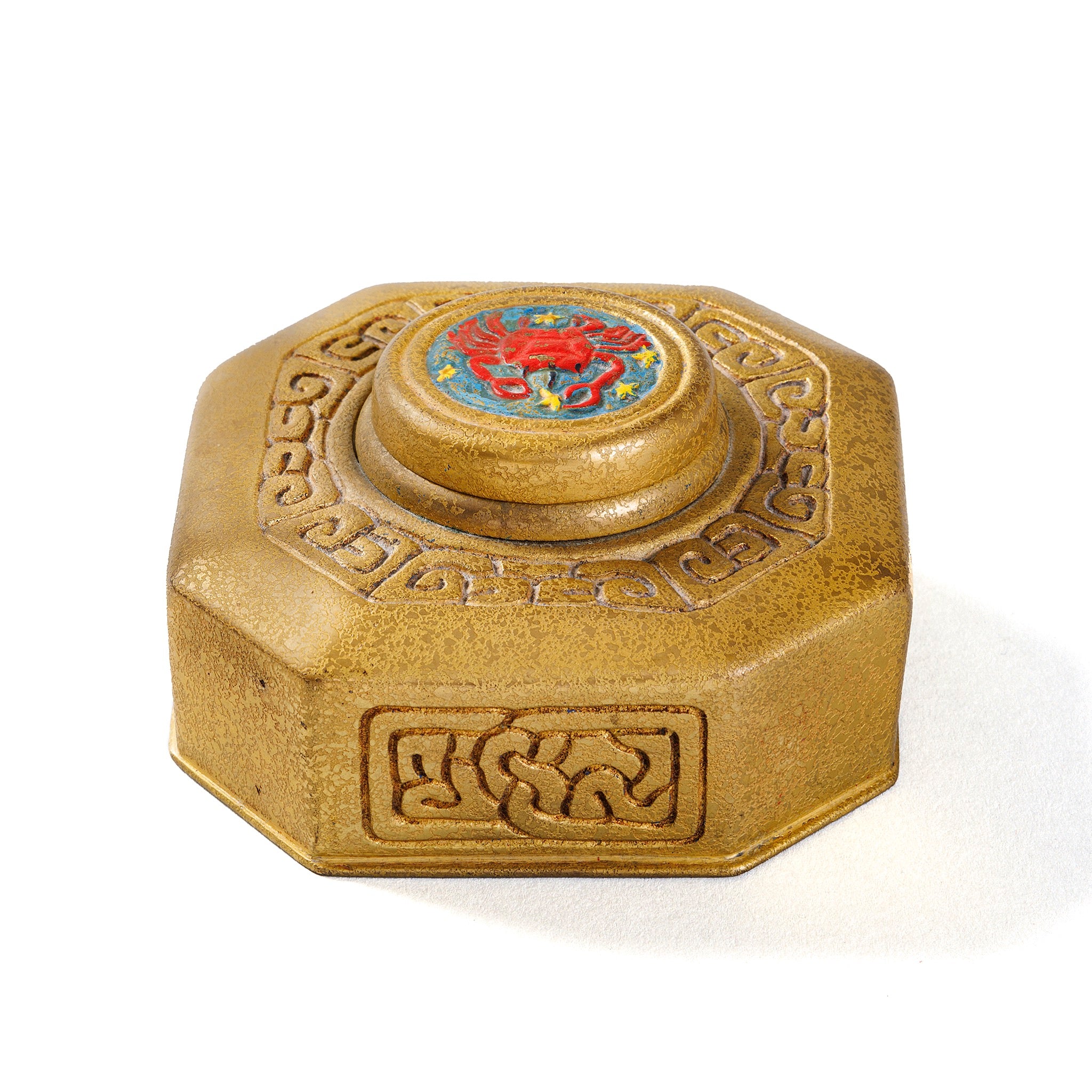 Tiffany Studios New York Zodiac Inkwell - Vintage Bronze Desk Accessory for Collectors & Writers | Perfect for Home Office Decor & Gift Giving
