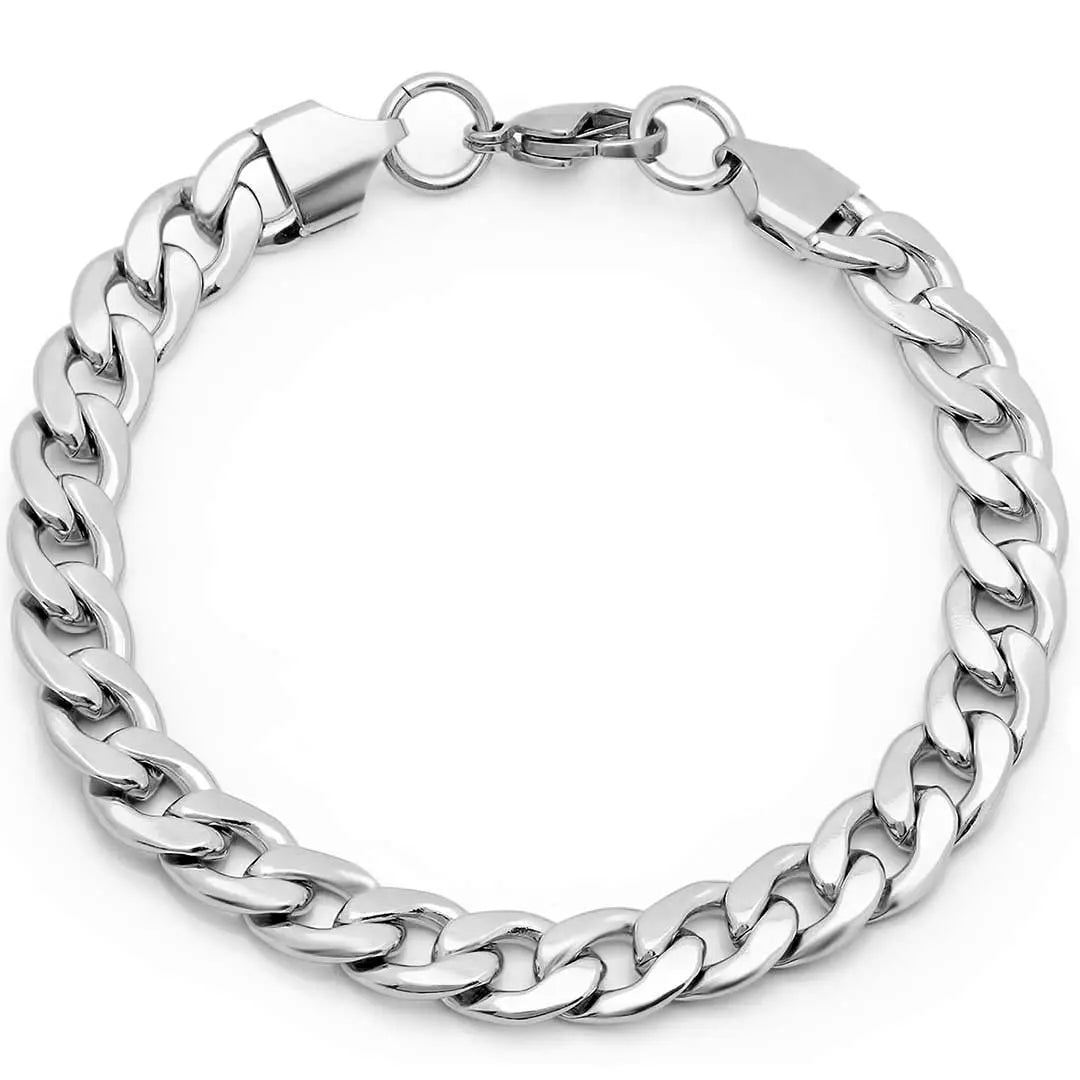 Steeltime Classic Cuban Link Bracelet for Men - 14K Gold Plated Stainless Steel Chain Bracelet - Perfect for Gifts, Parties & Everyday Wear