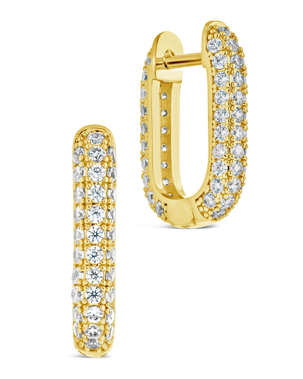 Mara CZ Rectangle Hoop Earrings for Women - Sterling Silver Cubic Zirconia Fashion Jewelry - Perfect for Parties, Weddings & Everyday Wear