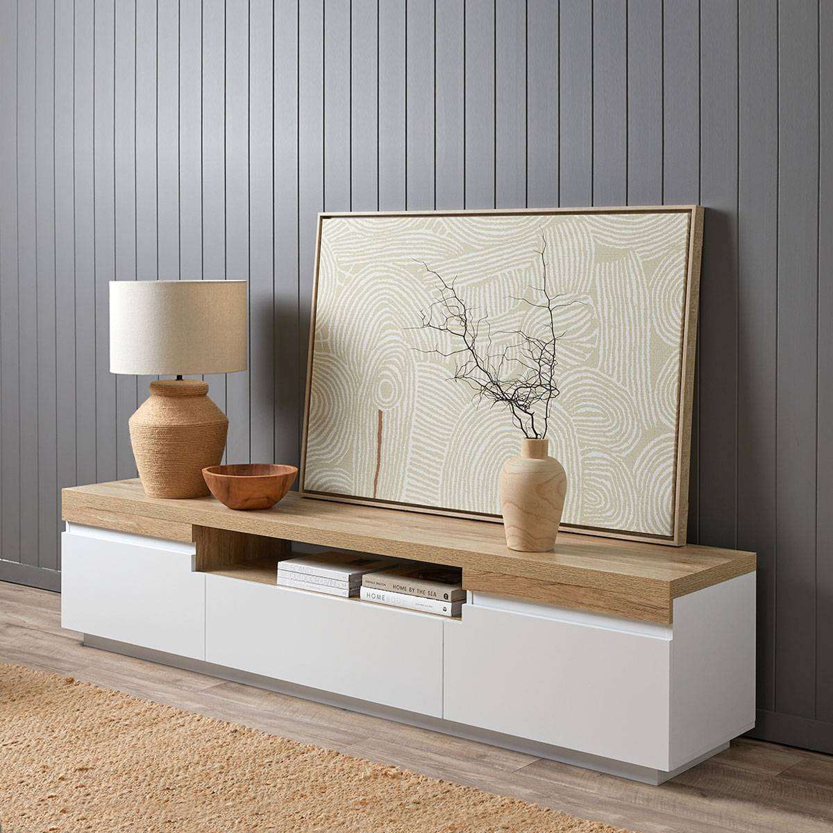 Sadie Large Entertainment Unit TV Stand for Living Room - Modern Media Console with Storage for TV, Gaming & Home Theater Setup