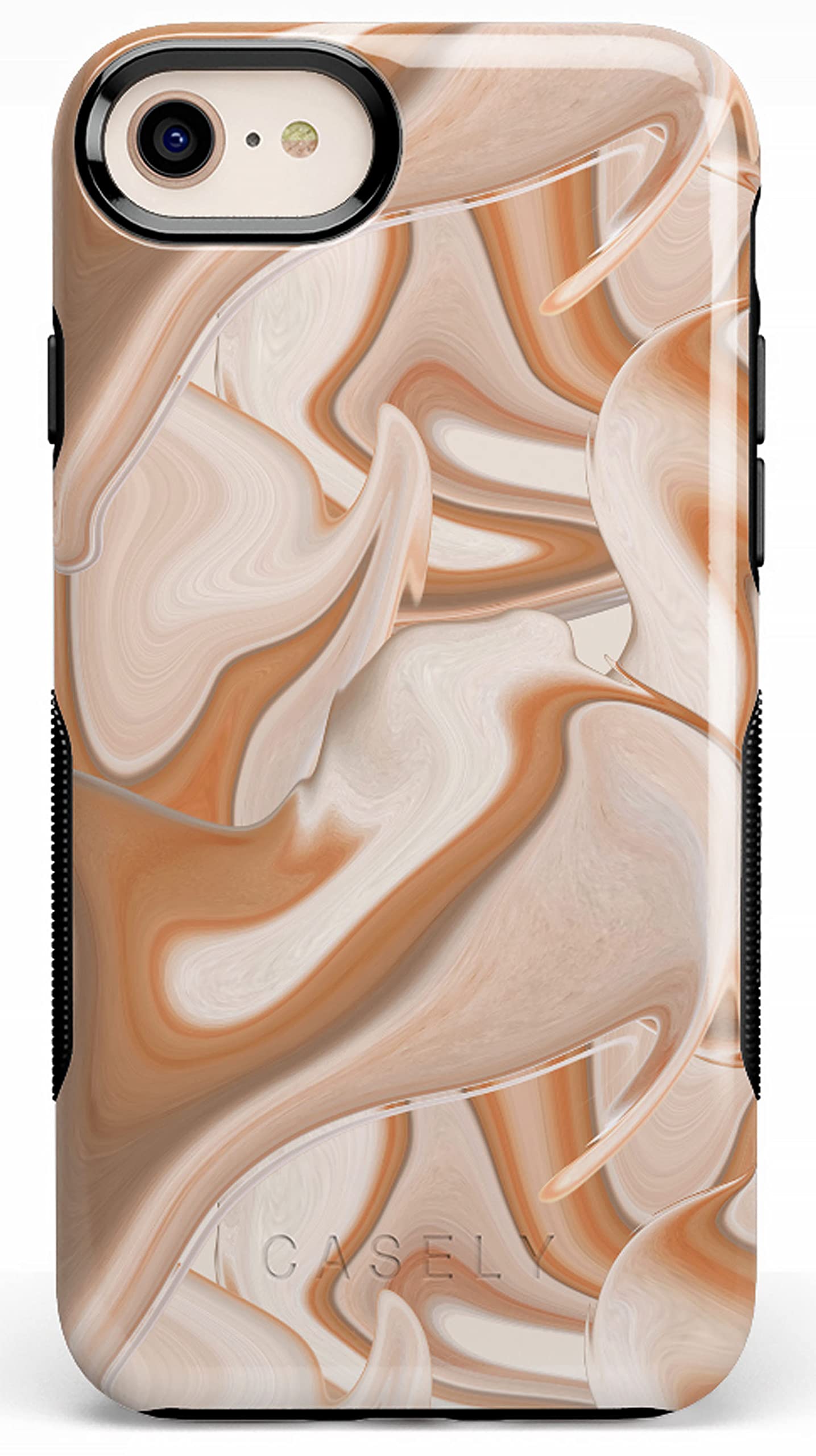 Casely iPhone SE (2020 & 2022) Protective Case - Caramel Delight Marble Swirl Design | Slim Fit, Shockproof Cover | Perfect for Everyday Use, Travel & Work
