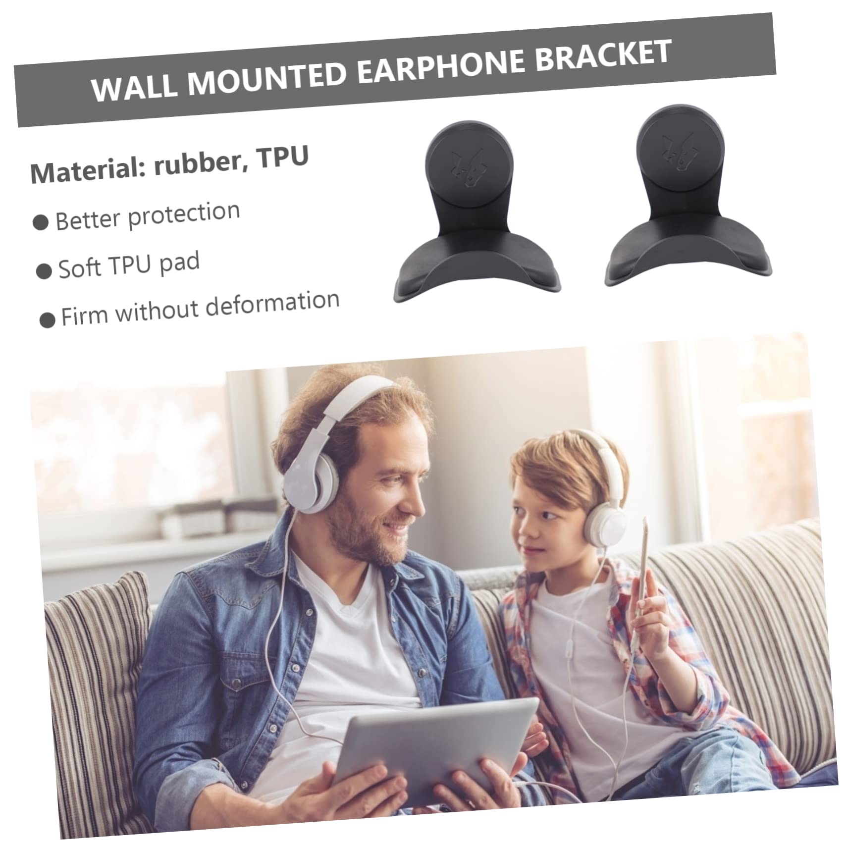 Artibetter 5-Pack Foldable Headphone Hanger Wall Mount - Space Saving Headset Stand Hook for Desk, Office, Gaming Setup (TPU Material) - Perfect for Organizing Headphones, Headsets & Gaming Accessories
