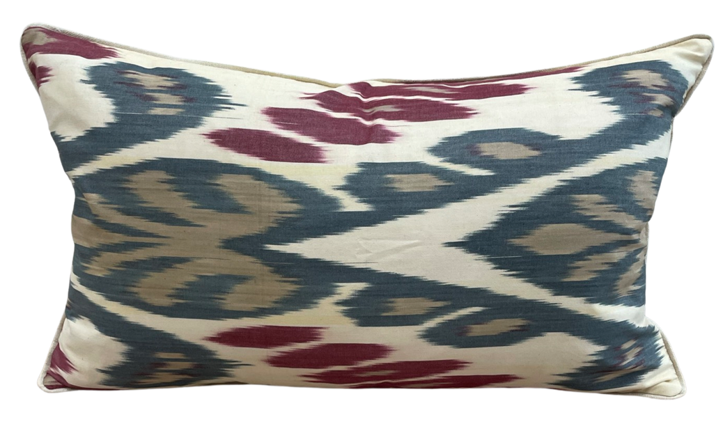 Budra Silk Ikat Pillow Cover - Handmade Luxury Decorative Cushion Case for Sofa, Bed & Home Decor - Perfect for Boho, Modern & Eclectic Interior Design Styles