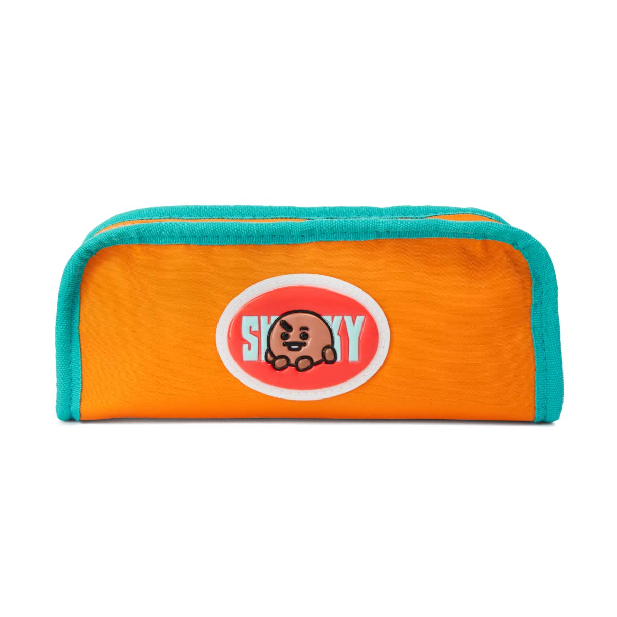 BT21 SHOOKY Character Cute Pencil Case & Makeup Pouch - Zippered Toiletry Bag for School, Travel & Cosmetics (Mint/Orange) - Perfect for Kids, Teens & BTS Fans