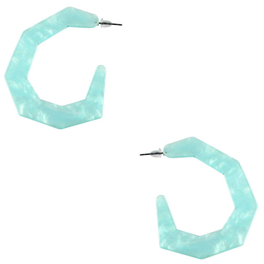 YAZILIND Lightweight Acrylic Hoop Earrings - Geometric Octagon Statement Studs for Women | Bohemian Resin Jewelry | Perfect for Casual, Office & Party Wear