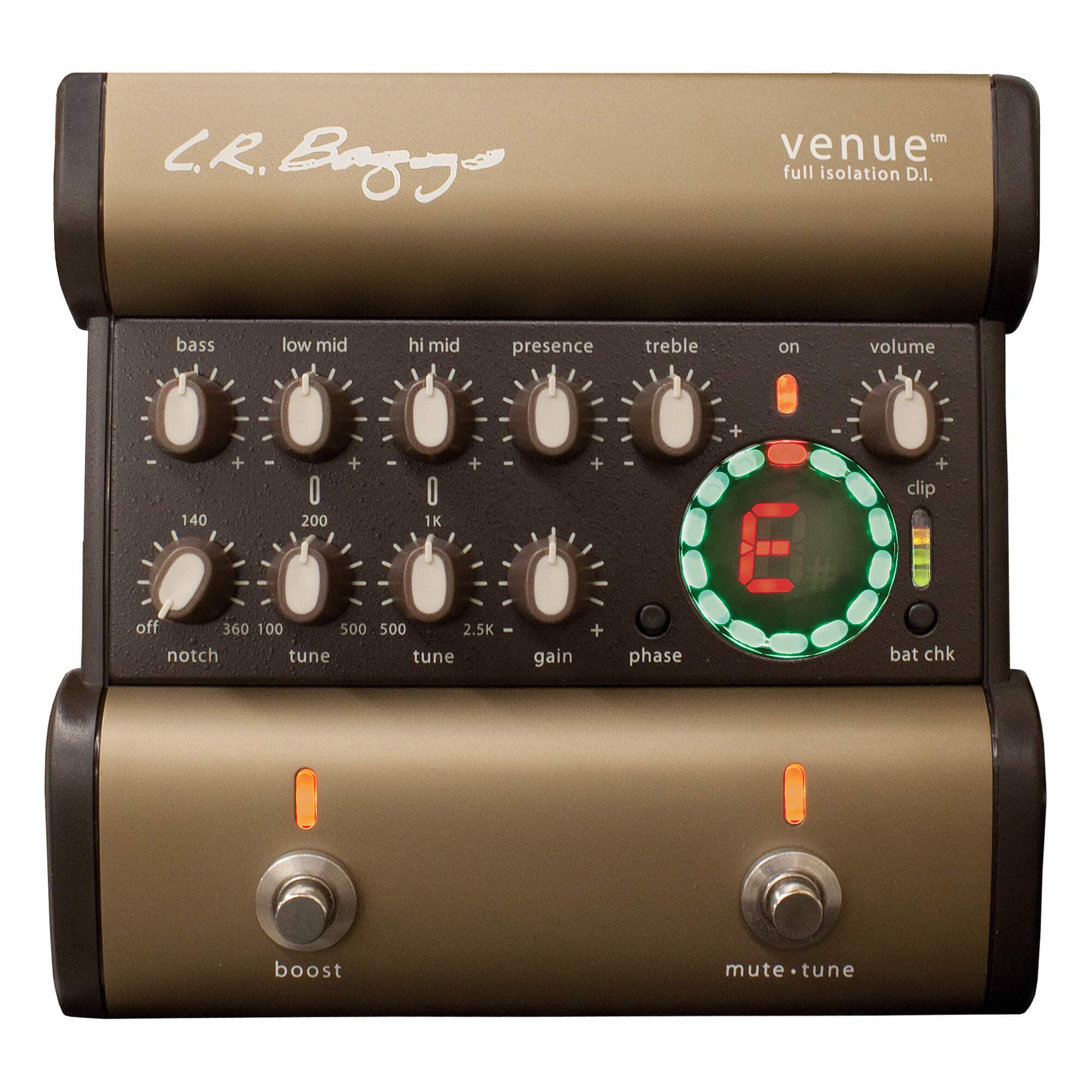 L.R. Baggs Venue DI Acoustic Guitar Preamp and DI Box - Professional EQ & Tuner for Live Performance and Studio Recording - Perfect for Stage, Home Studio, and Outdoor Gigs
