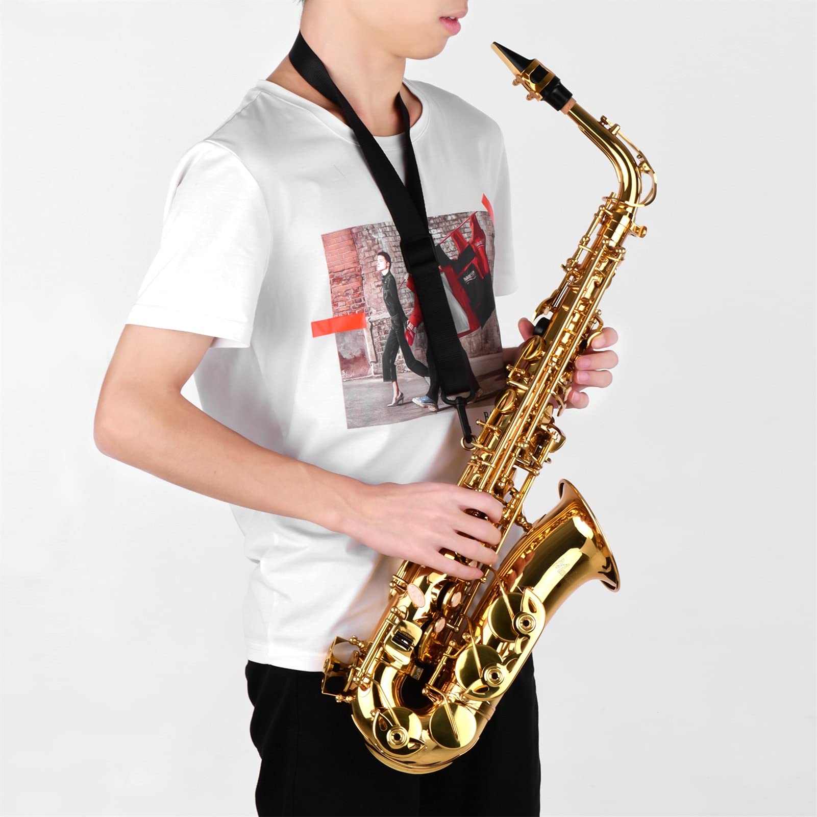 Brass Lacquered Alto Saxophone AS200 with Case & Accessories for Beginners & Students