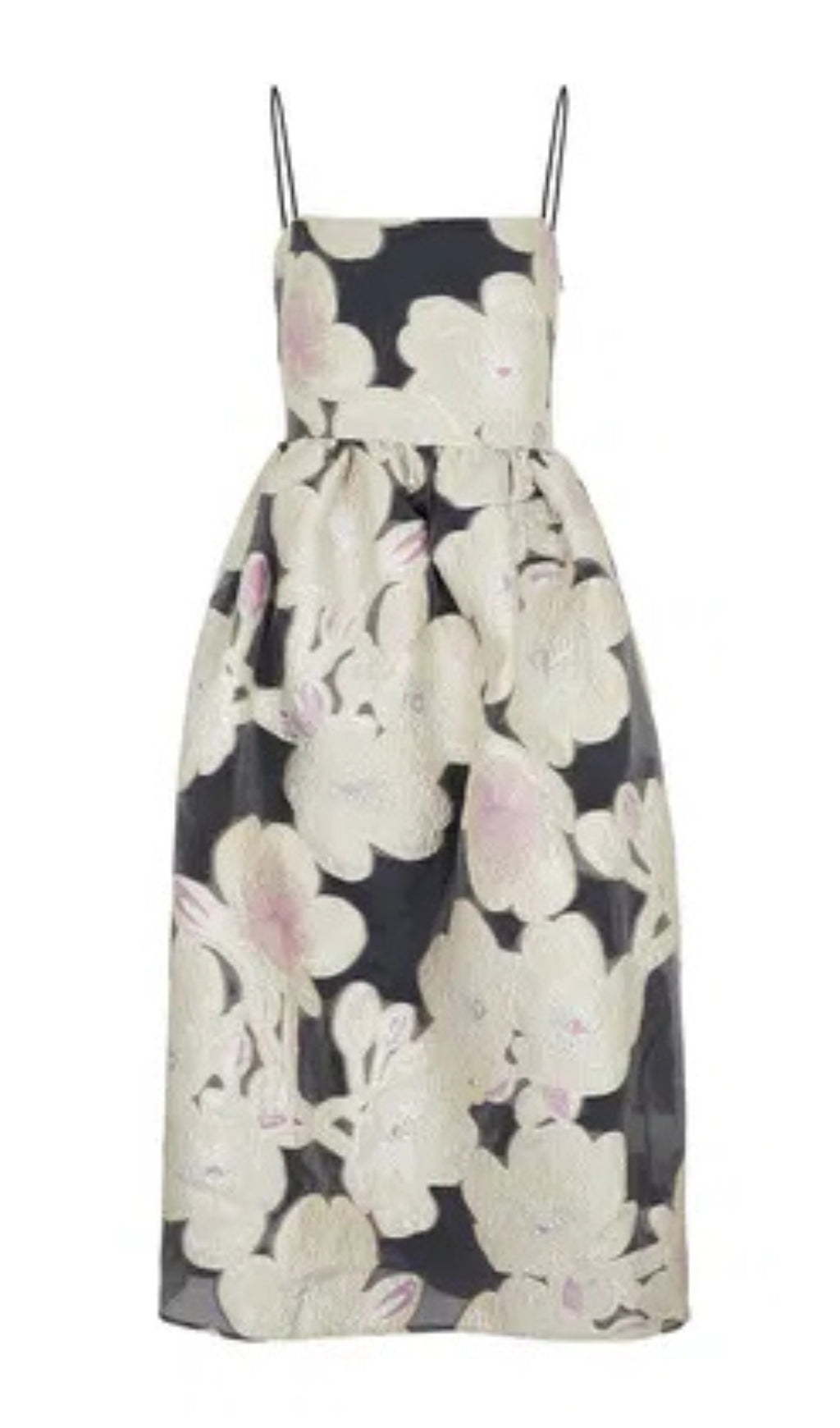 Floral Jacquard Midi Dress for Women - Elegant A-Line Summer Dress with Puff Sleeves - Perfect for Weddings, Parties & Office Wear