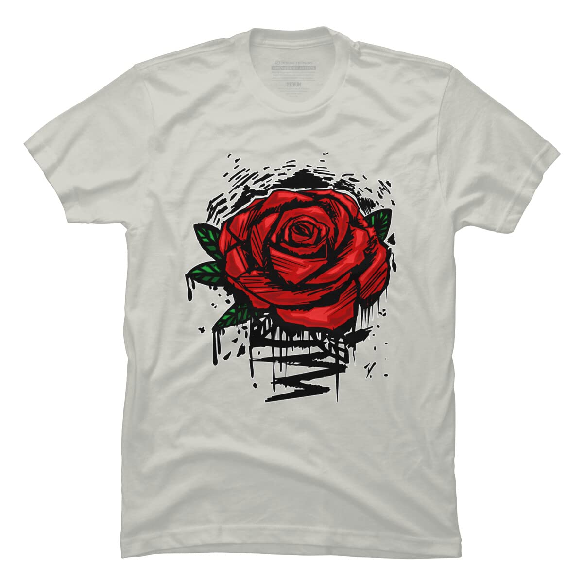 Design By Humans Men's Rugged Rose Graphic T-Shirt by Adamzworld - Soft Cotton Tee for Casual Wear, Street Style & Everyday Outfits