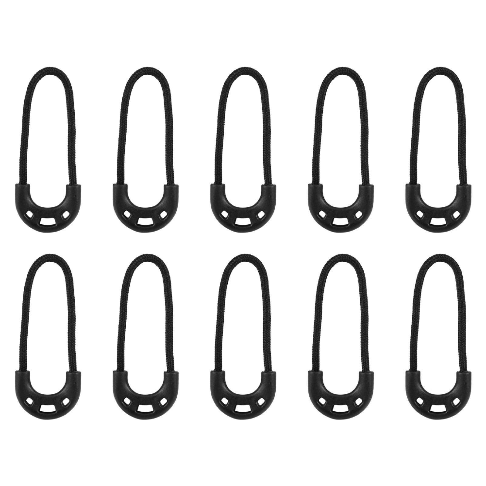 10pcs Black Zipper Pull Replacement - Small Cord Rope for Jackets, Backpacks, Boots & Outdoor Gear | Durable EDC Accessory for Travel & Daily Use