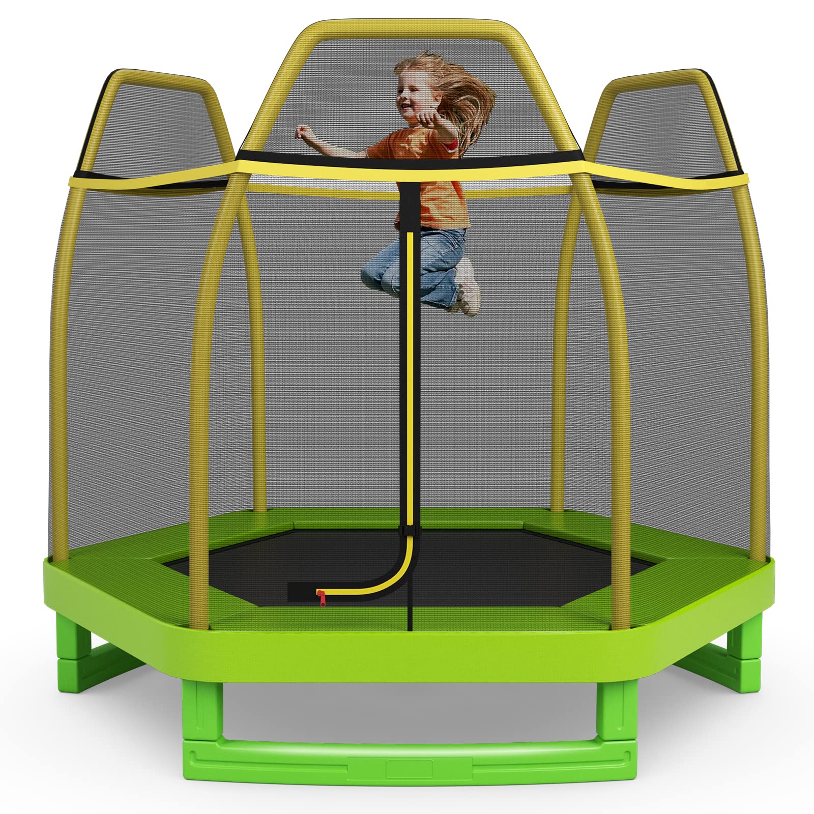 **Giantex 7 Ft Trampoline for Kids - Heavy Duty Steel Frame Toddler Trampoline with Safety Net | Indoor & Outdoor Bounce Fun for Ages 3-8 | Perfect Gift for Boys & Girls - Birthday, Backyard Play, Exercise & Family Fun**