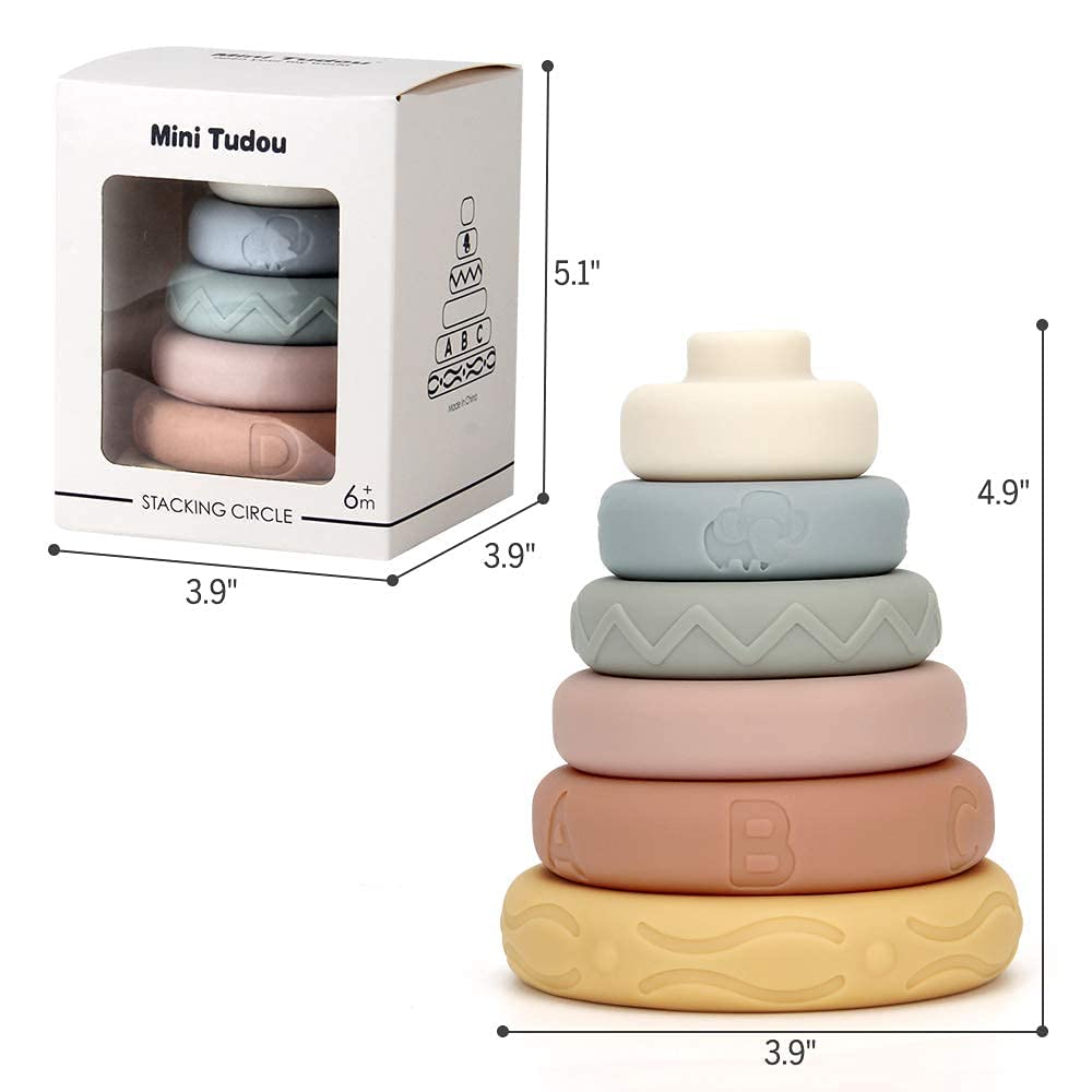 12 PCS Baby Stacking & Nesting Toys - Soft Stacking Blocks Ring Stacker with Letters, Animals & Shapes | Early Learning Sensory Toys for Toddlers & Infants | Perfect for Playtime, Nursery & Montessori Education