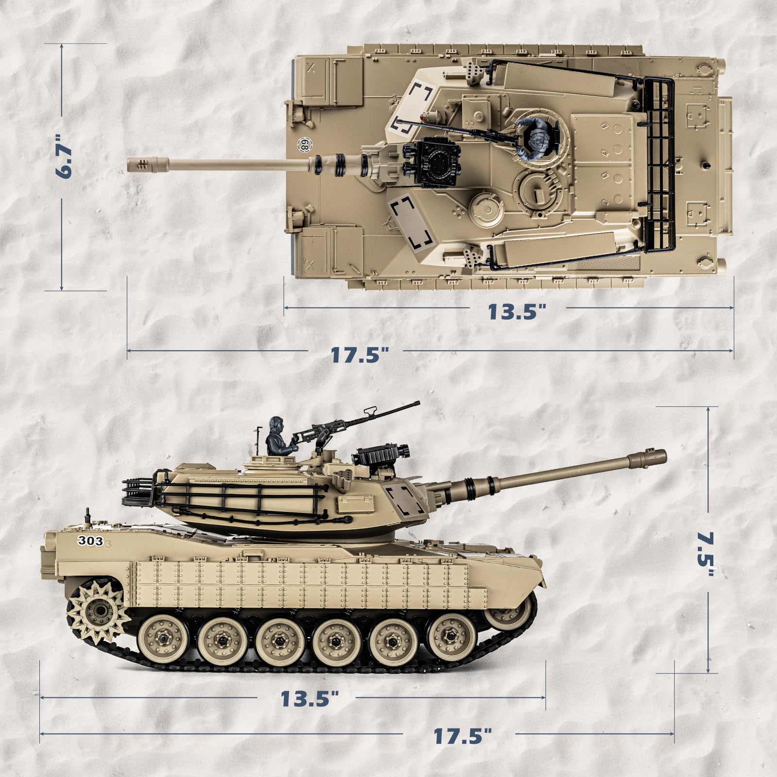 1:18 Scale M1A2 Abrams RC Tank - 2.4GHz Remote Control Military Vehicle with Smoke, Light & Sound Effects | 15-Channel Battle Tank Shoots BBs & Water Bombs | Realistic Army Toy for Adults & Kids | Outdoor Play, Collectible Display & War Simulation