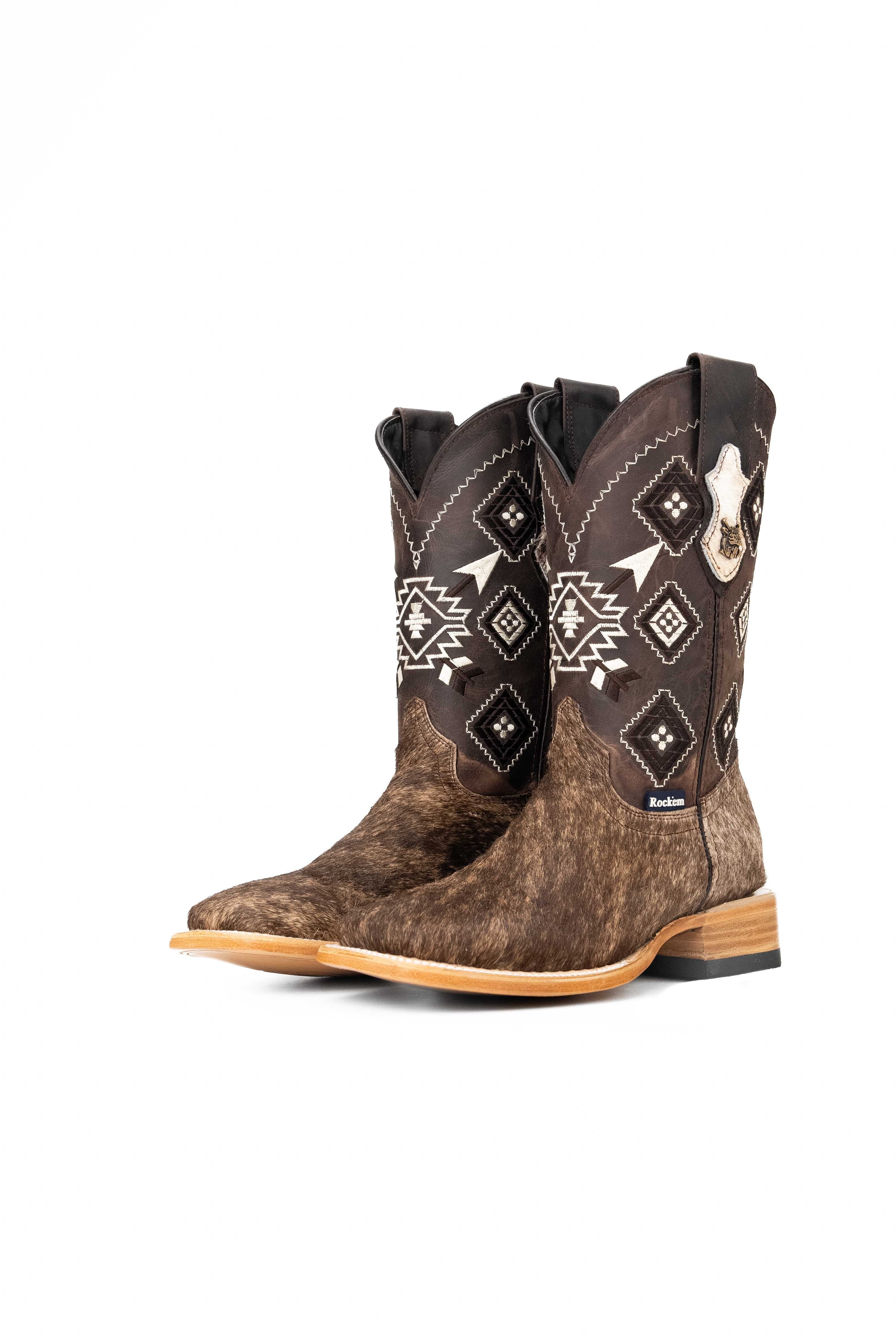 Authentic Men's Cowhide Square Toe Cowboy Boots - Size 6 - Western Style Riding Boots for Country Music Festivals & Rodeo Events