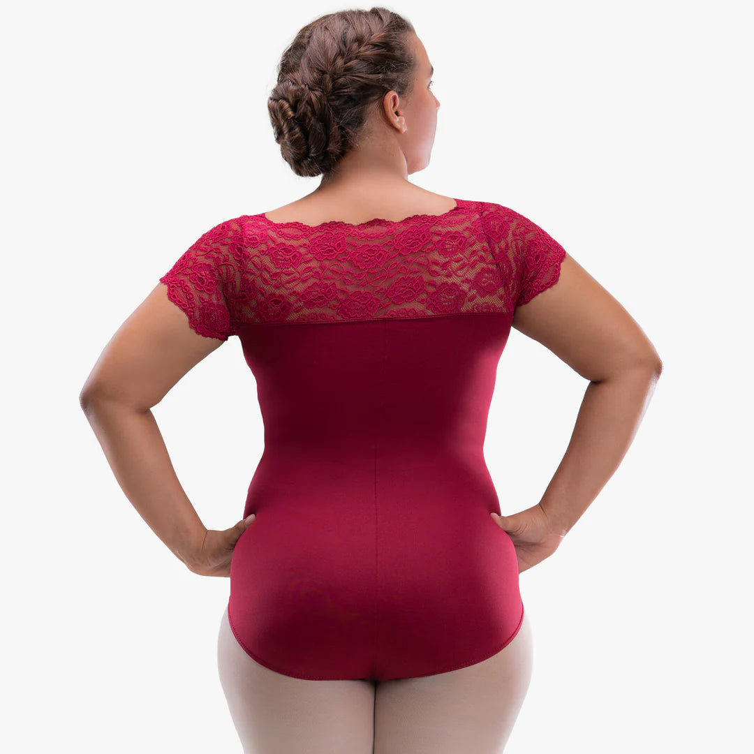 Só Dan?a Adult Curvy Tricia Cap Sleeve Lace Top - Plus Size Women's Floral Lace Blouse for Date Night & Special Occasions