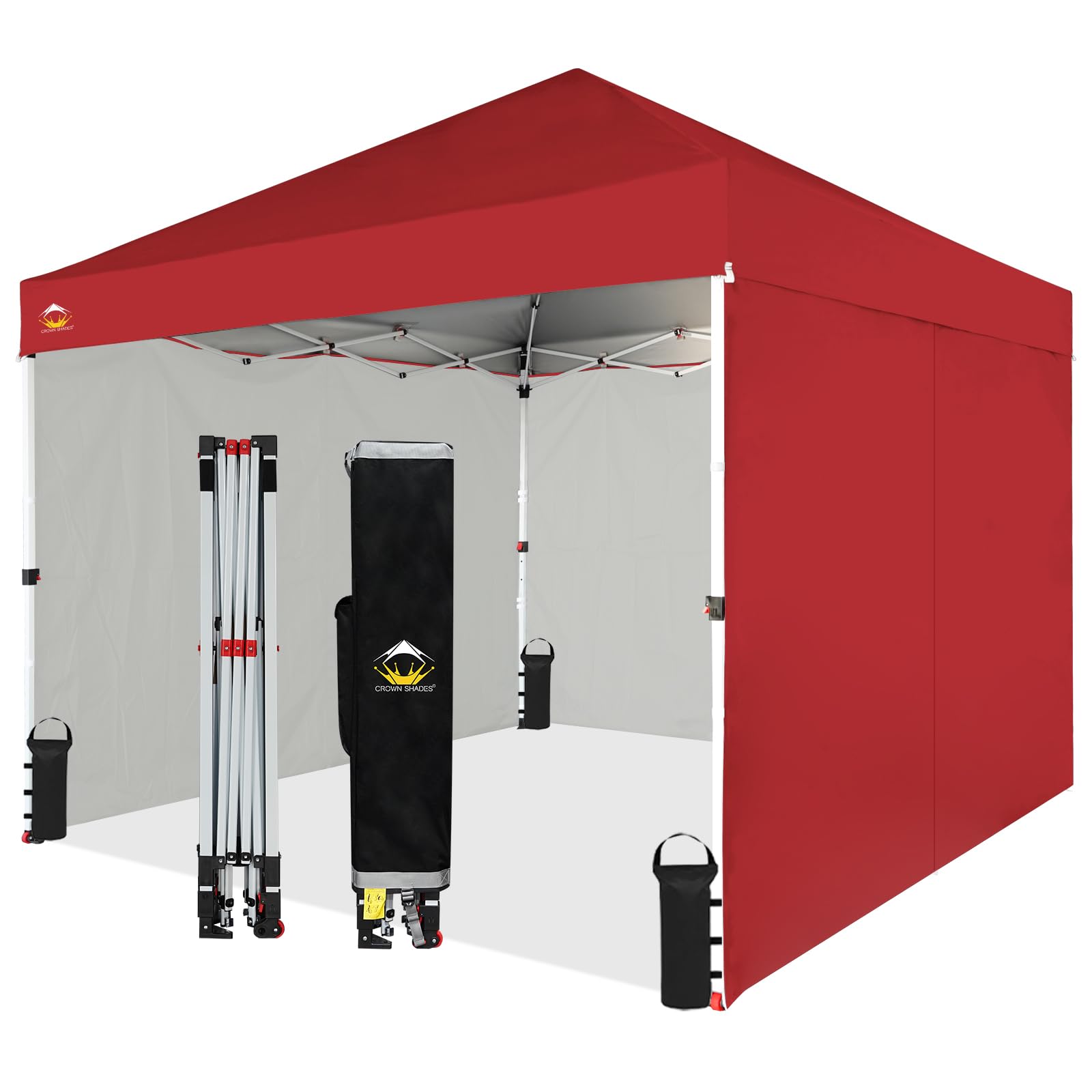 10x10 Pop Up Canopy Tent with Sidewalls - Red for Outdoor Events