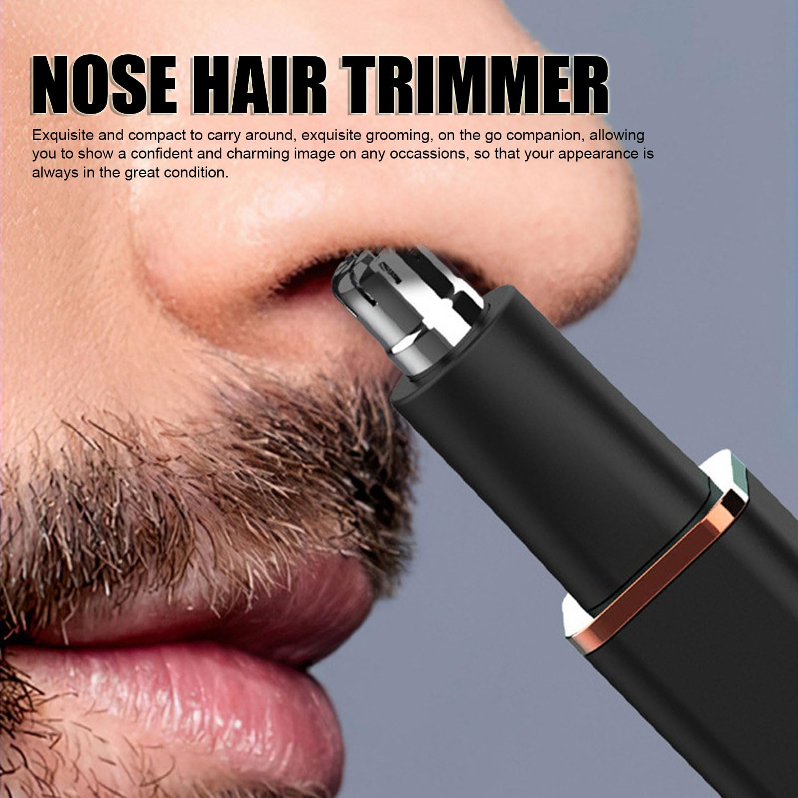 Electric Nose & Ear Hair Trimmer - Portable Stainless Steel Rechargeable Clipper for Men, Waterproof & Washable Grooming Kit - Perfect for Travel, Home Use & Personal Grooming Routine
