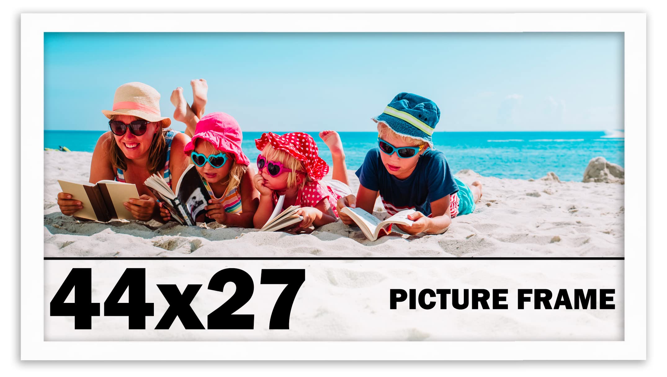 44x27 Inches White Wood Picture Frame - Premium Artwork Display for Home, Office & Gallery Decor - Perfect for Paintings, Photos & Posters