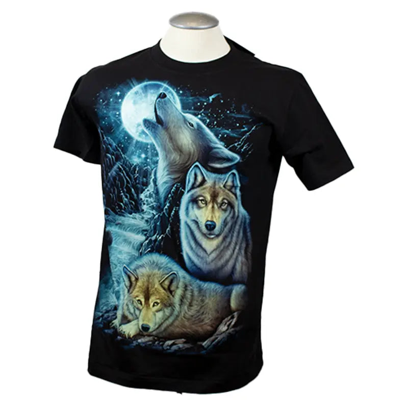 BOL/Open Road Men's Glow In The Dark Howling Wolf Graphic T-Shirt - Cool Novelty Tee for Nighttime Parties, Concerts & Outdoor Adventures