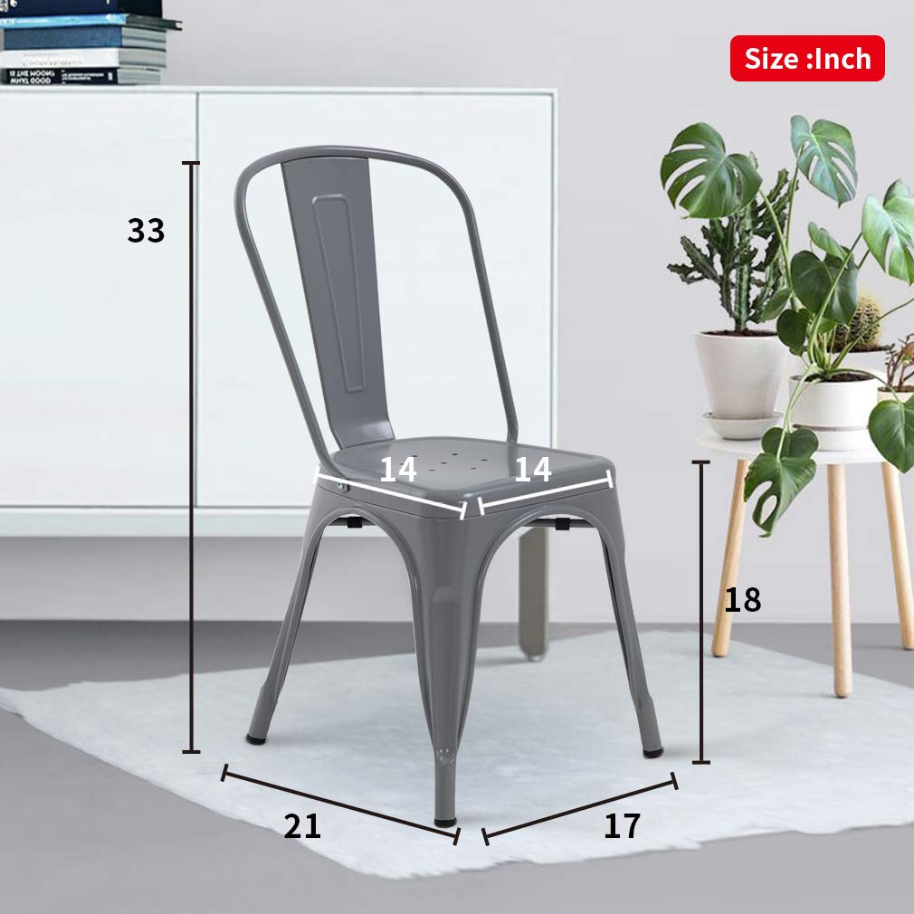 FDW 4-Piece Metal Dining Chairs Set - Indoor/Outdoor Stackable Kitchen & Patio Chairs - 18