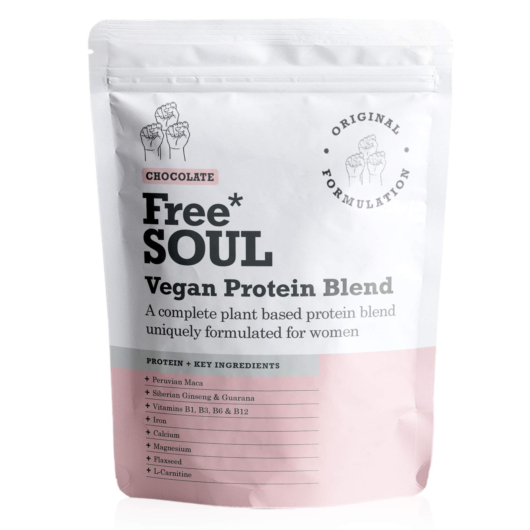 Free Soul Vegan Protein Powder for Women - 20 Servings, 20g Plant-Based Protein, Superfoods & Vitamins Enriched | Gluten-Free, Soy-Free Pea & Hemp Protein Isolate | 1.32Lb Chocolate Flavor | Perfect for Post-Workout Recovery, Smoothie Boosts & Healthy Meal Replacement