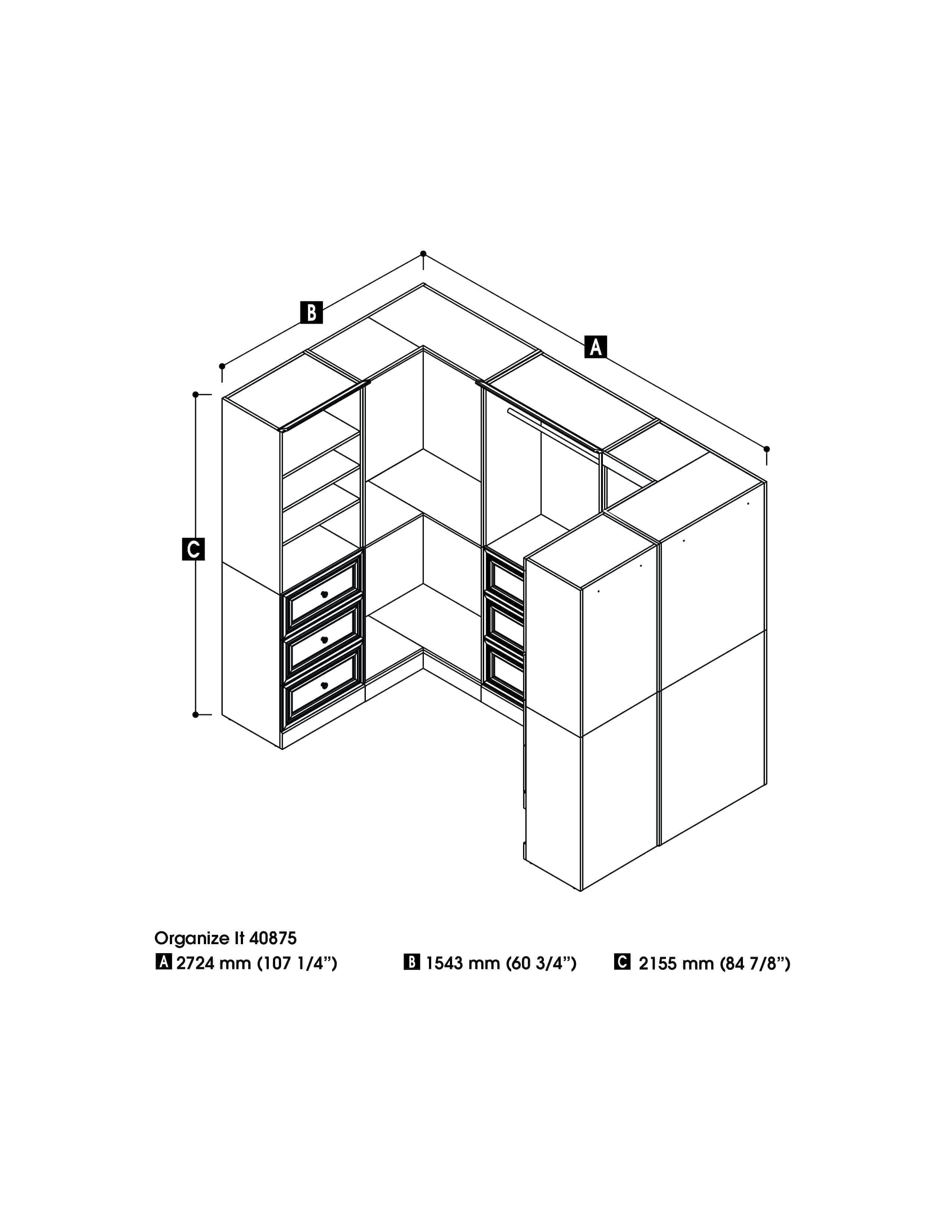 Versatile U-Shaped Walk-In Closet Organizer in White - Perfect for Bedroom, Dorm & Apartment Storage Solutions