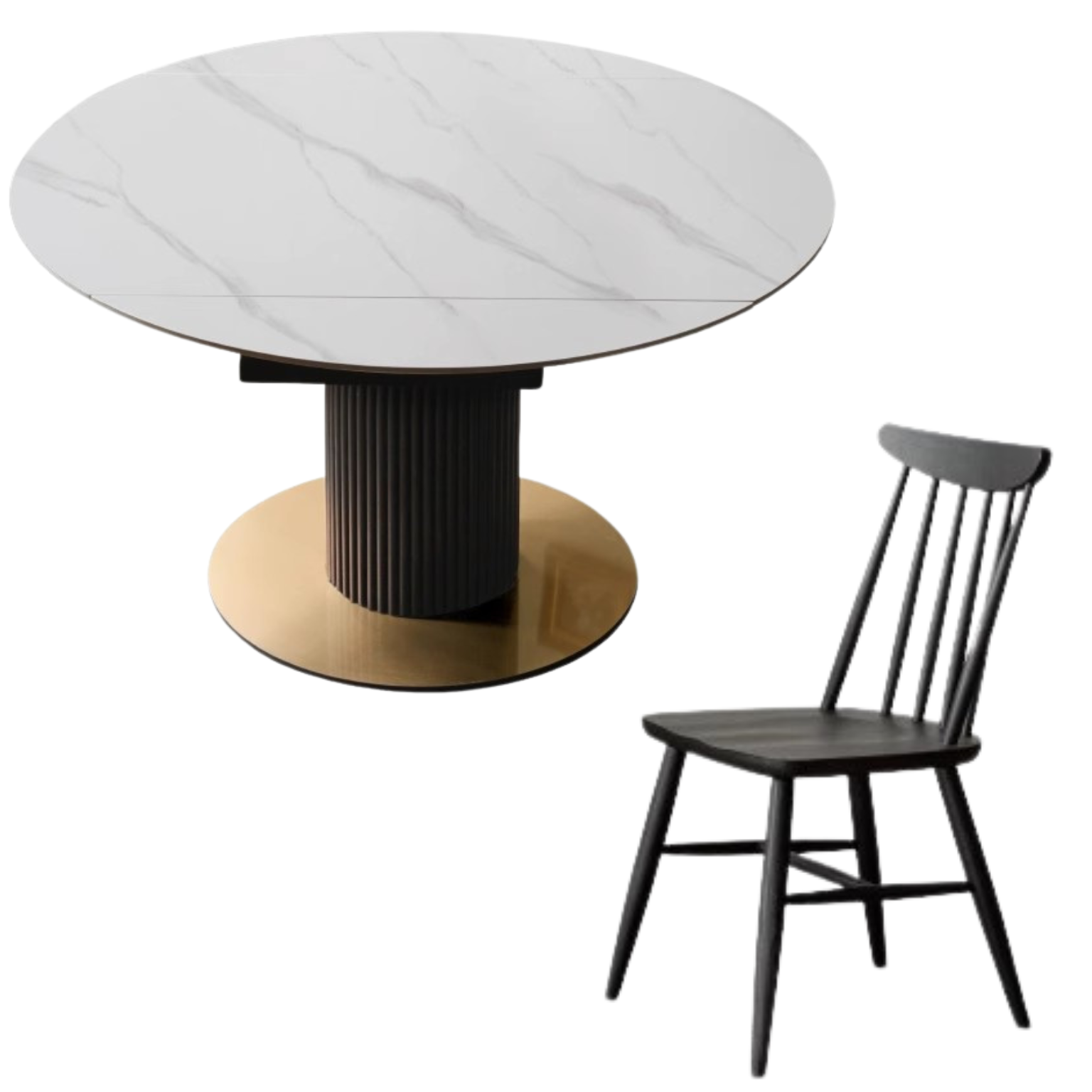 out of stock 53.1x35.4-53.1x29.9 inch / 135x90-135x76 cm / White color / Rotating telescopic dining table