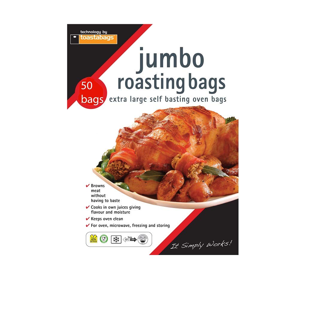 Jumbo Oven Roasting Bags 55x60cm - Pack of 50 Large Turkey Cooking Bags for Thanksgiving, Holiday Meals & Easy Cleanup