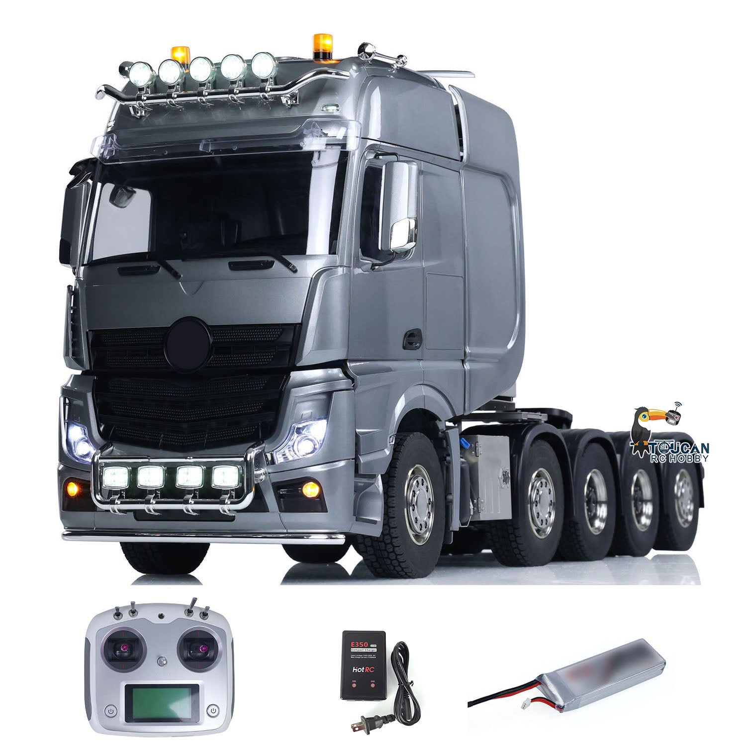 1/14 Scale 10x10 Metal Chassis Remote Control Tractor Truck - 3363 Lorry RTR RC Car Model with High Roof, 3-Speed Transmission & Differential Lock Axles - Perfect for Off-Road Racing and Heavy Duty Simulation Play