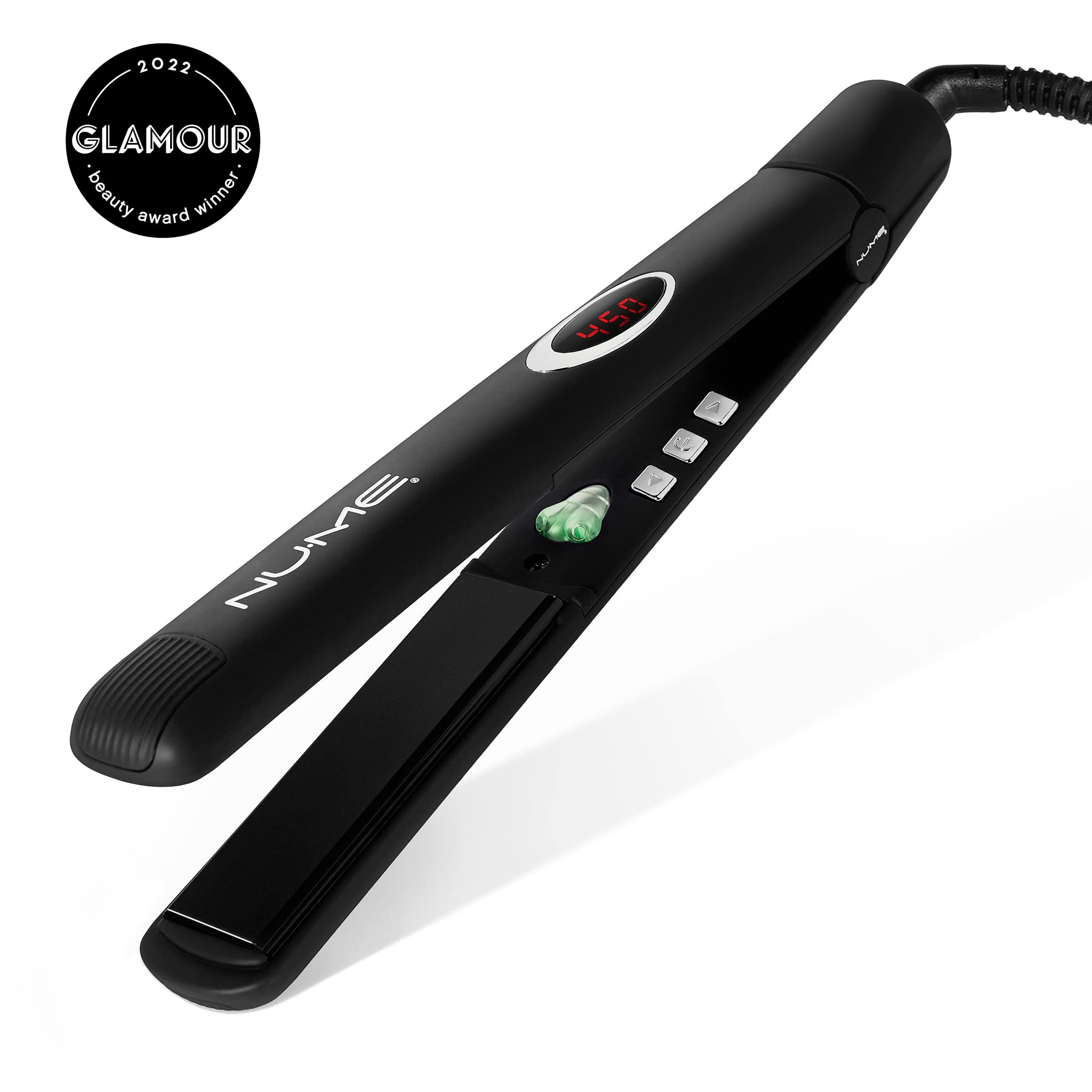 NuMe Megastar 1 Inch Tourmaline Flat Iron Hair Straightener with Floating Plates, Negative Ion Booster & Infrared Light – Ultra Smooth & Shiny for All Hair Types – Perfect for Salon Styling, Home Use & Travel