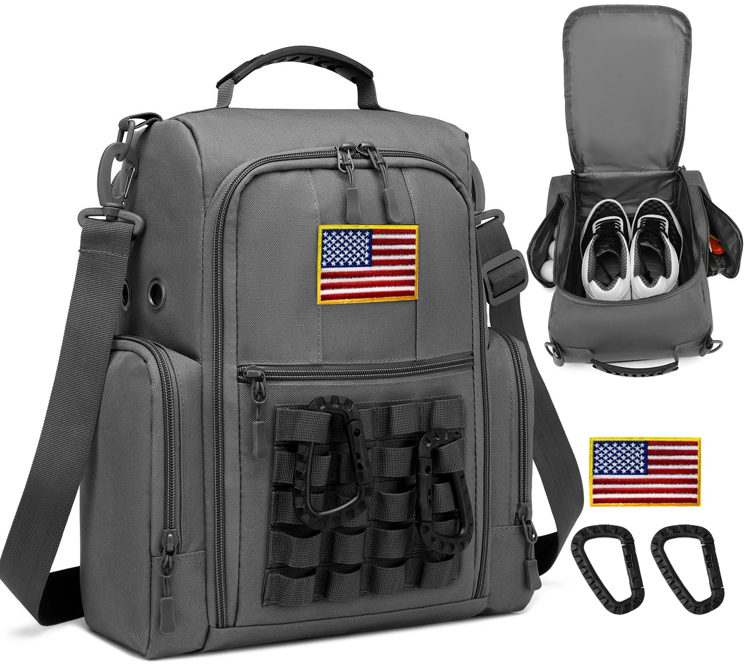 Breathable Golf Shoe Bag with Multiple Exterior Pockets for Golf Accessories Storage - Light Gray | Perfect for Golf Course, Travel & Club Organization