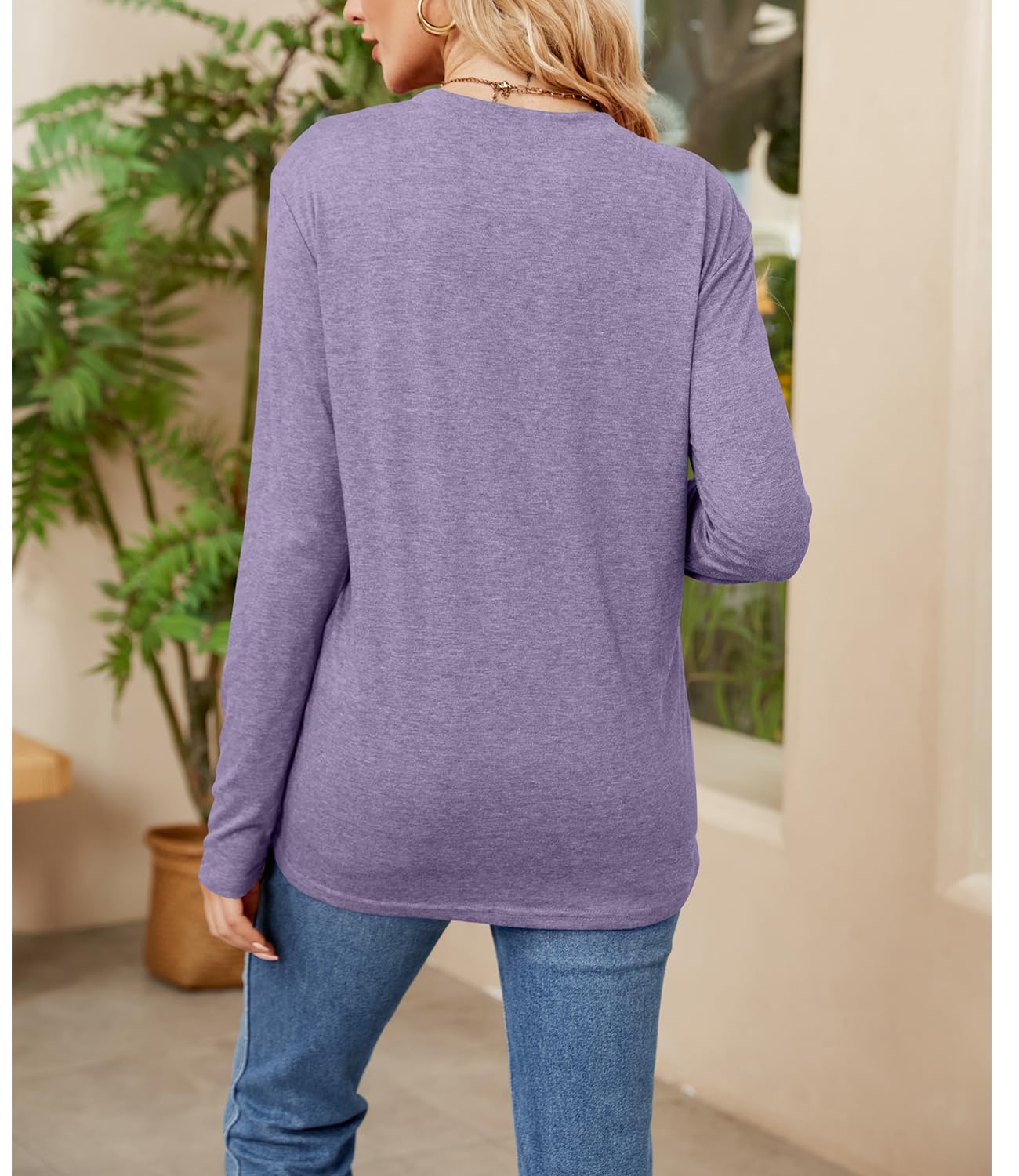 Women's Floral Graphic Long Sleeve Cotton T-Shirt - Soft Autumn Tunic Top for Casual Wear, Layering & Fall Outfits