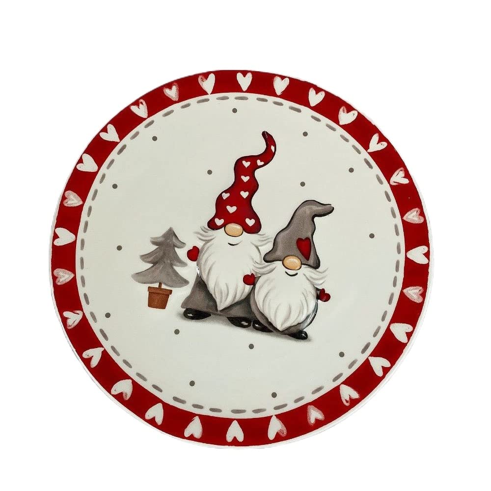 Christmas Ceramic Dinner Plate Set - Santa Themed Porcelain Tableware for Holiday Parties, Reusable Round Dishes for Festive Dining & Christmas Decorations