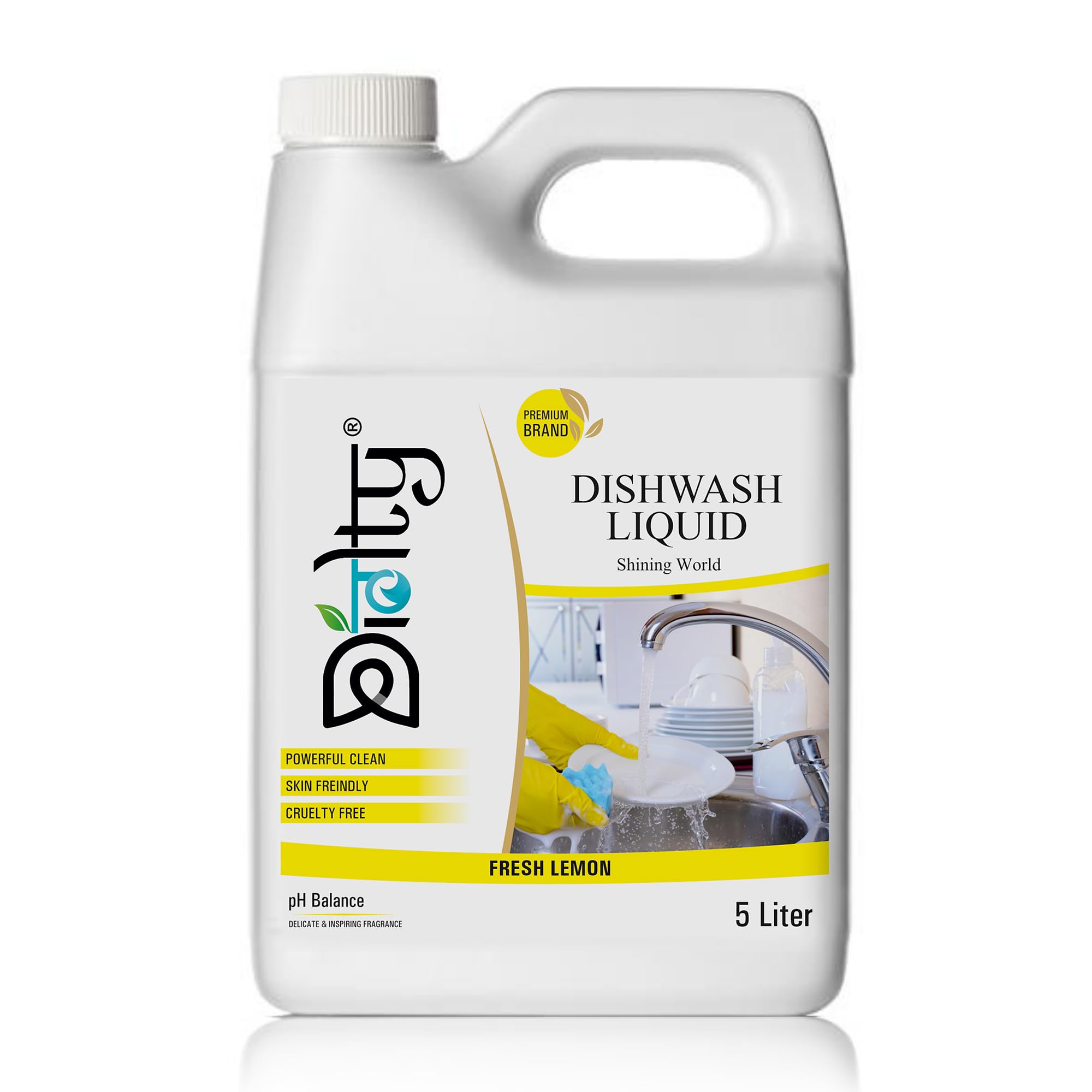 Diolty Dishwashing Liquid Gel 5L with Lime & Basil Fragrance - No Residue, Powerful Cleaning - Perfect for Kitchen, Restaurant & Home Use