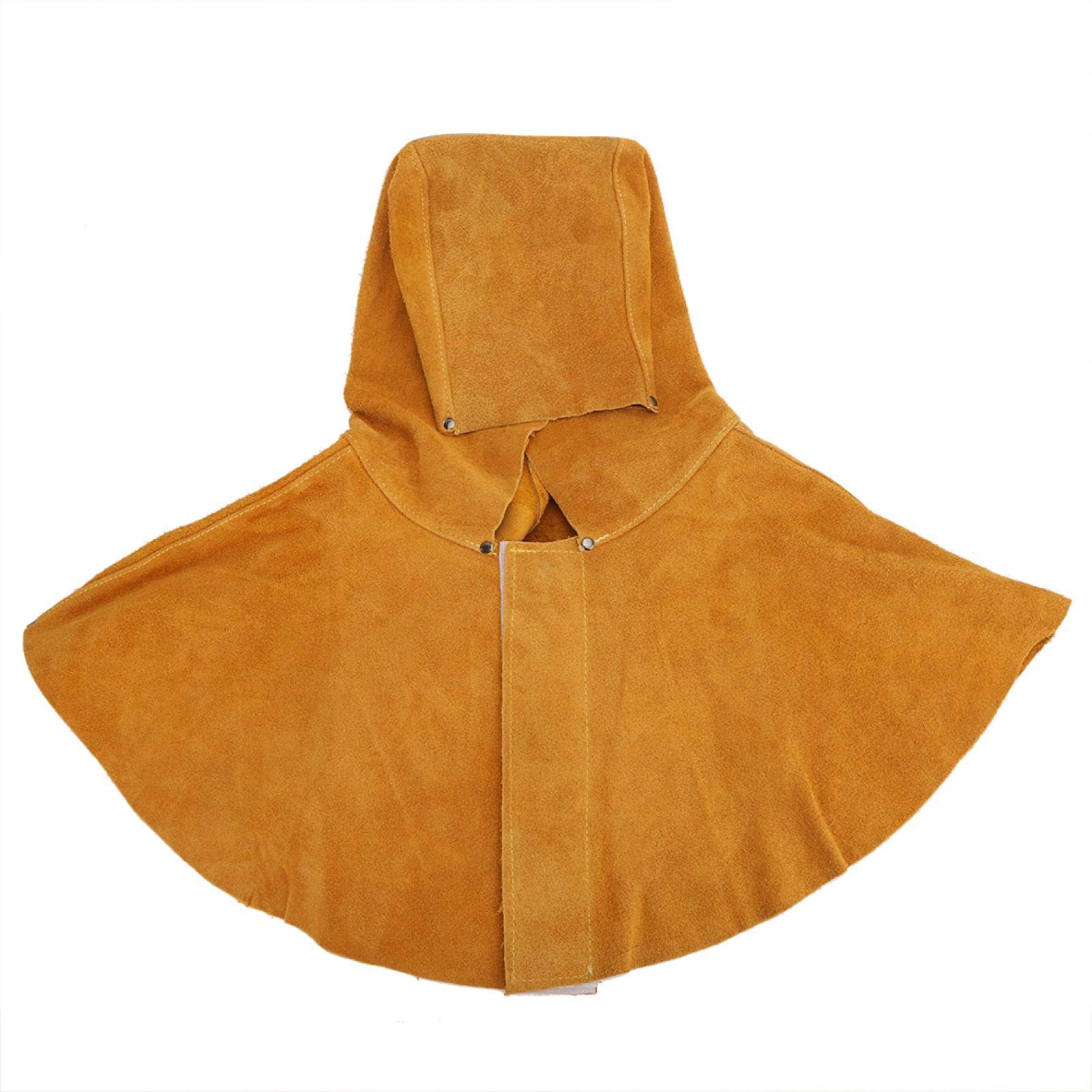 Welding Helmet - Yellow Cowhide Heat Insulation Hood with Face and Neck Protection - Safety Mask for Arc, MIG, TIG Welding - Workshop & DIY Projects