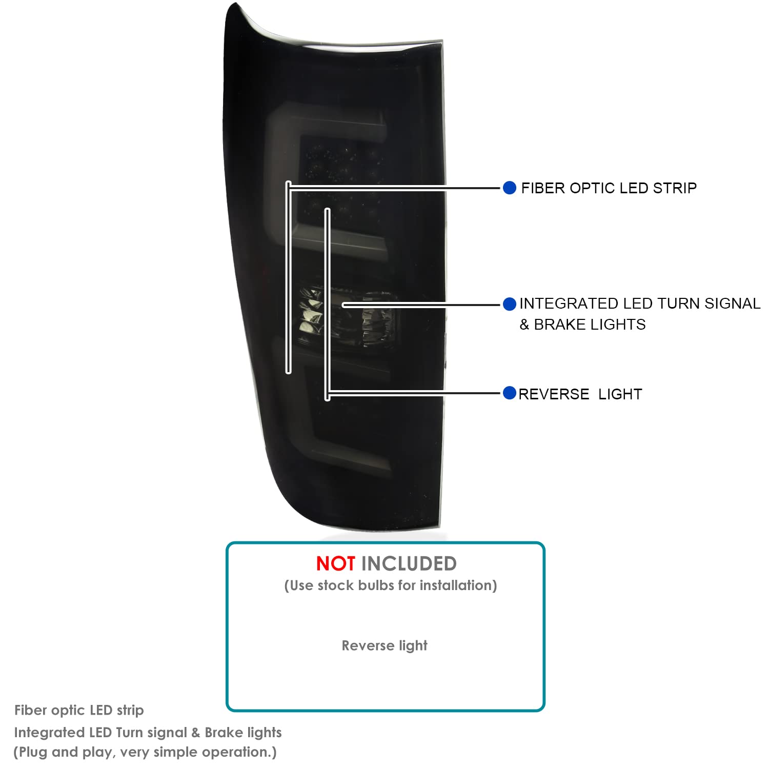 Spec-D Tuning Glossy Black Smoke LED Tail Lights Pair for 2009-2014 Ford F150 - Left & Right Assembly with Light Bar | Upgrade for Truck, Off-Road & Night Driving