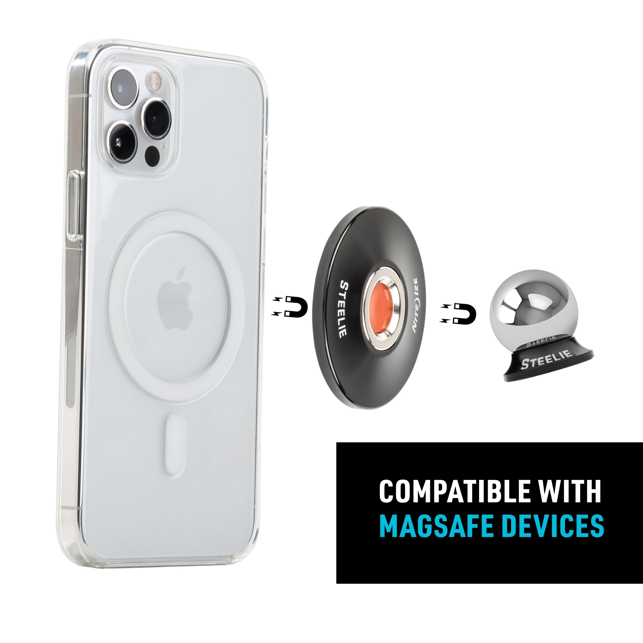Nite Ize Steelie Orbiter Plus Magnetic Car Phone Mount - Strong Neodymium Magnets for Dashboard & Windshield - Universal Smartphone Holder for iPhone, Samsung - Perfect for GPS Navigation & Hands-Free Driving