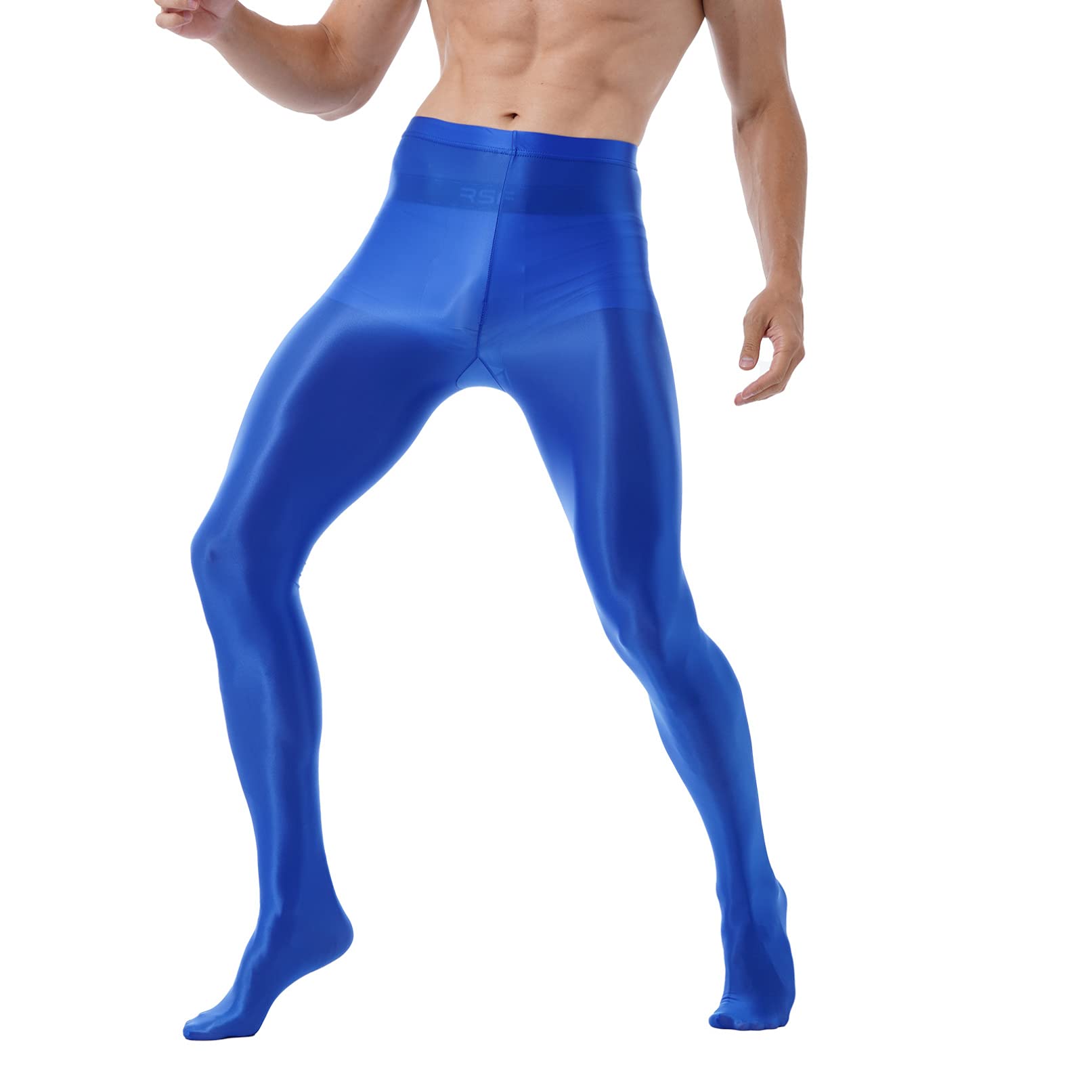 Men's Seamless Glossy Dance Tights - Footed Pantyhose with Oil Shiny Nylon Finish - Perfect for Ballet, Jazz, Performances & Costume Parties