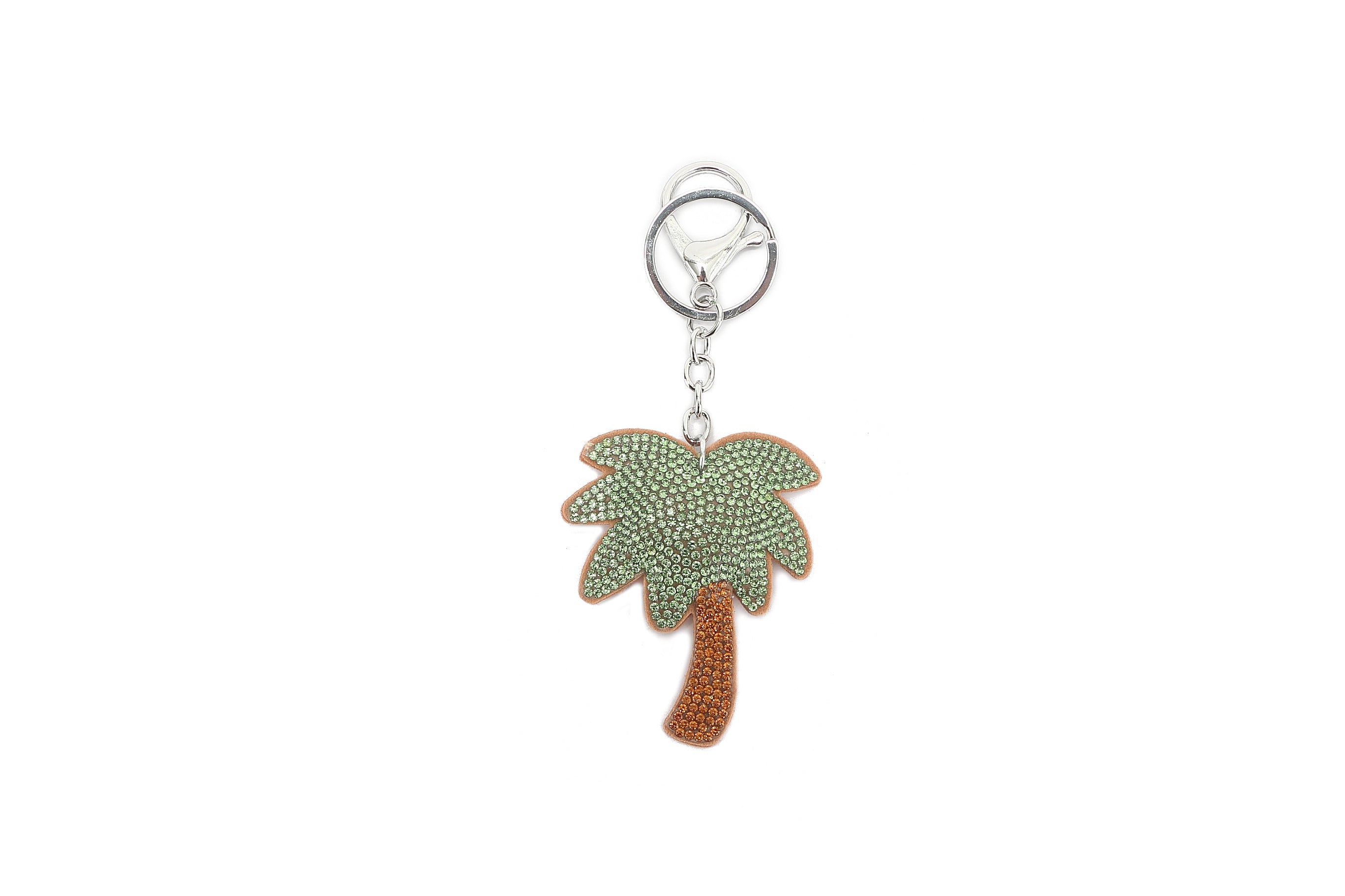 Crystal Palm Tree Bag Charm - Green Tropical Accessory for Handbags, Backpacks & Beach Totes