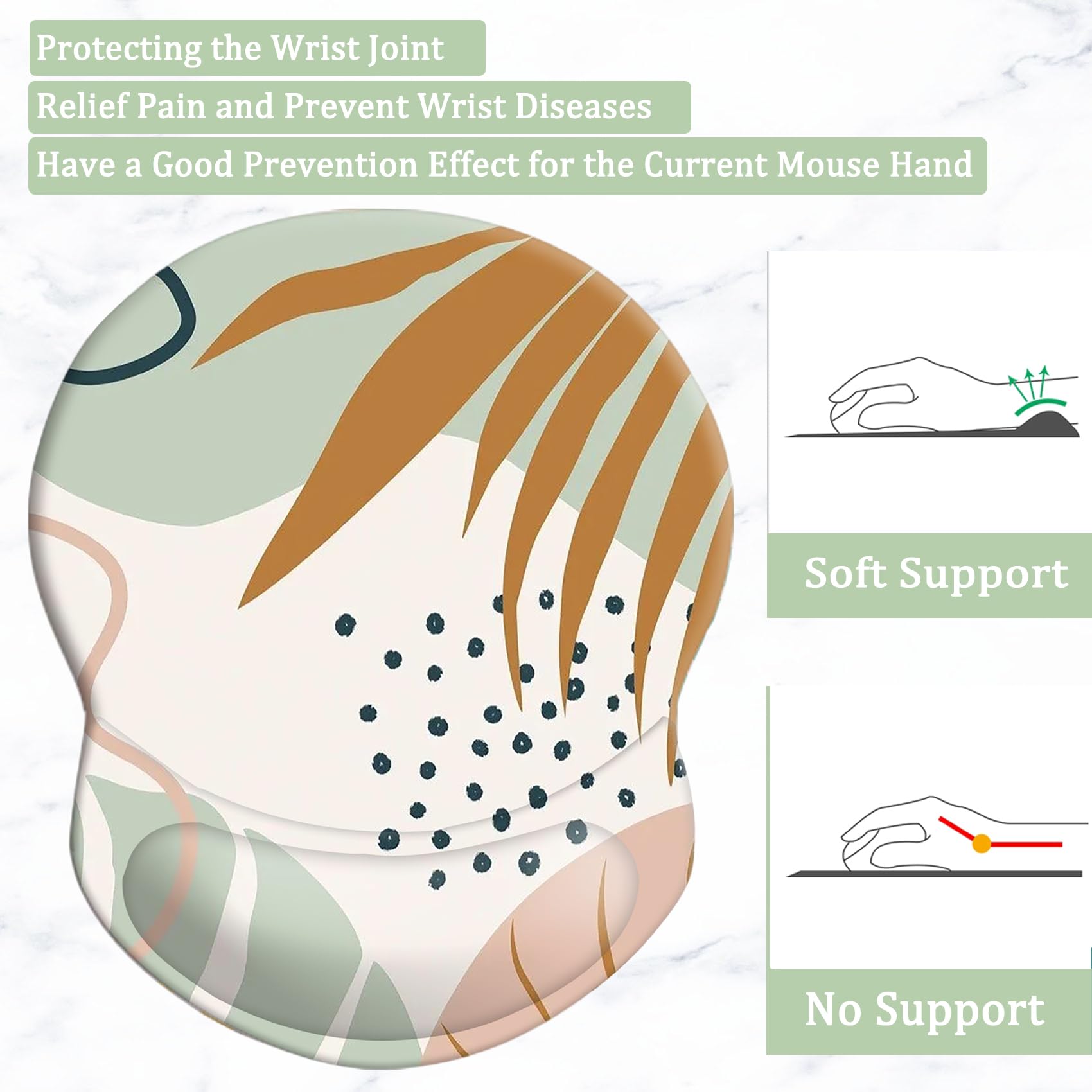 Ergonomic Mouse Pad with Wrist Support - Pain Relief Comfortable Computer Mouse Pad with Non-Slip PU Base for Home Office, Gaming & Learning - Summer Plants Design (Ideal for Long Hours of Work, Gaming & Typing)