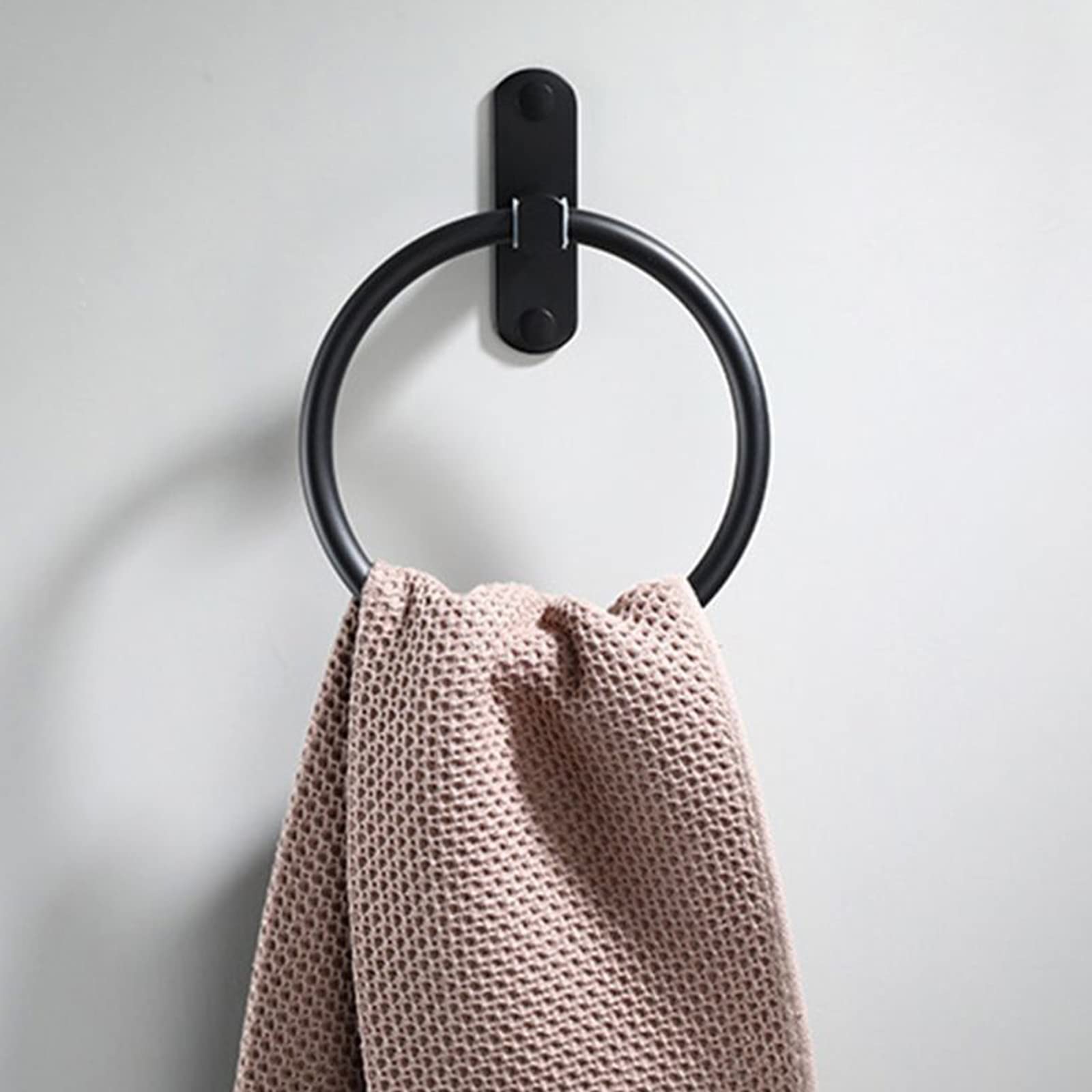 Black Aluminum Towel Ring - Wall Mounted for Bathroom & Hotel