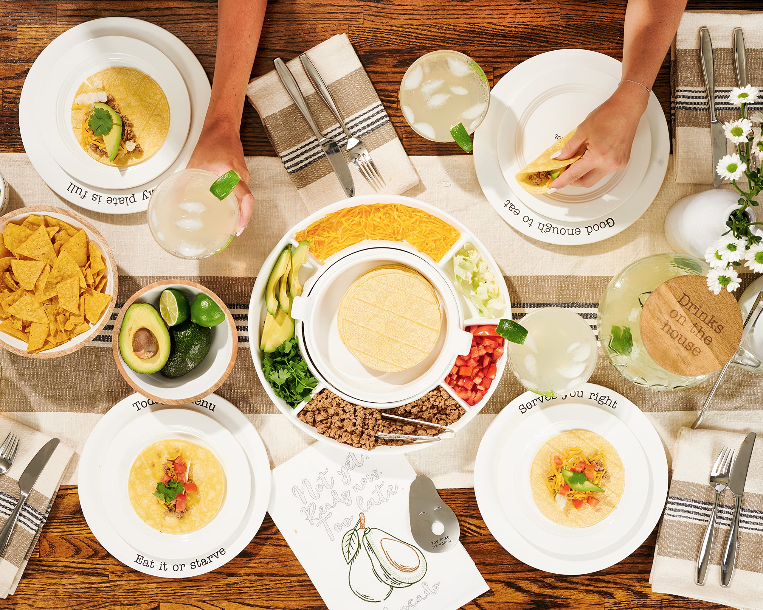 Mud Pie 6-Piece Clear Stemless Margarita Glass Set with Ingredients - Perfect for Cocktail Parties, Home Bars & Summer Entertaining